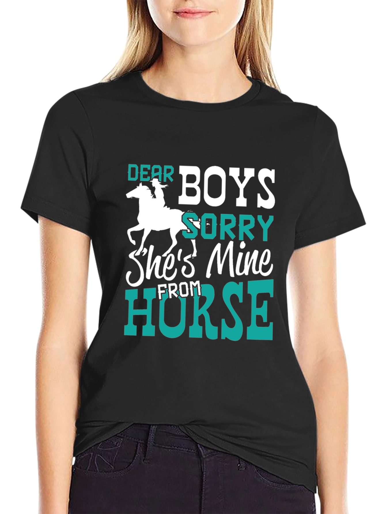 Black Dear Boys Horse Lover T-Shirt view 2