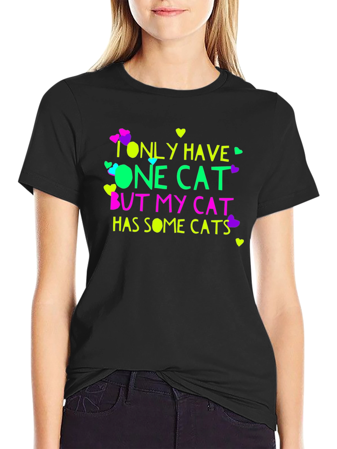 Black Funny Cat Lover T-Shirt view 2