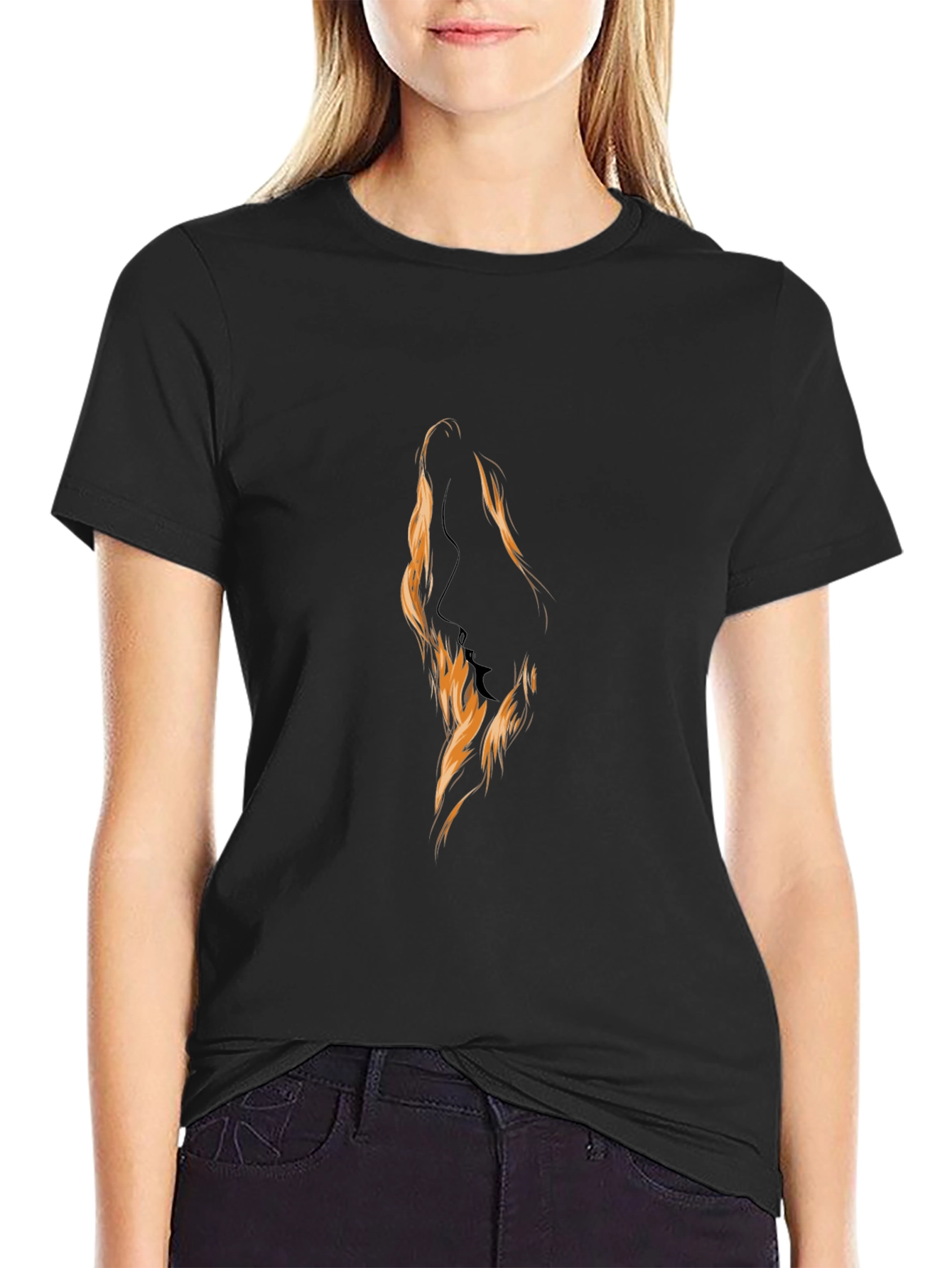 Black Silhouette Fire Graphic Black T-Shirt view 2