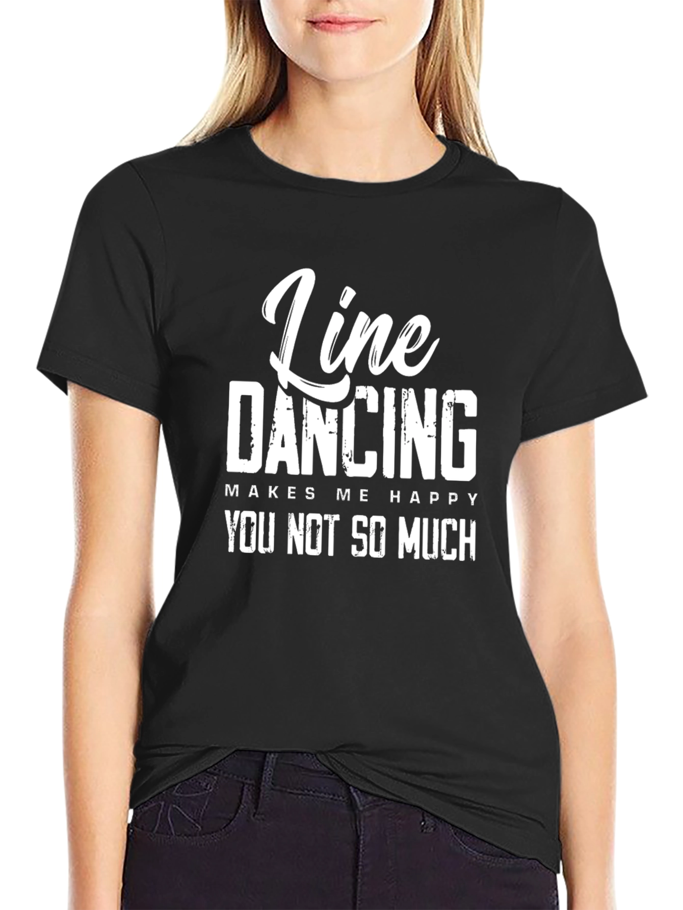 Black Line Dancing Makes Me Happy T-Shirt view 2