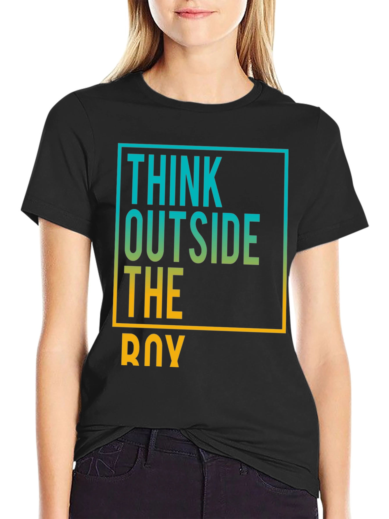 Black Think Outside The Box Graphic Tee view 2