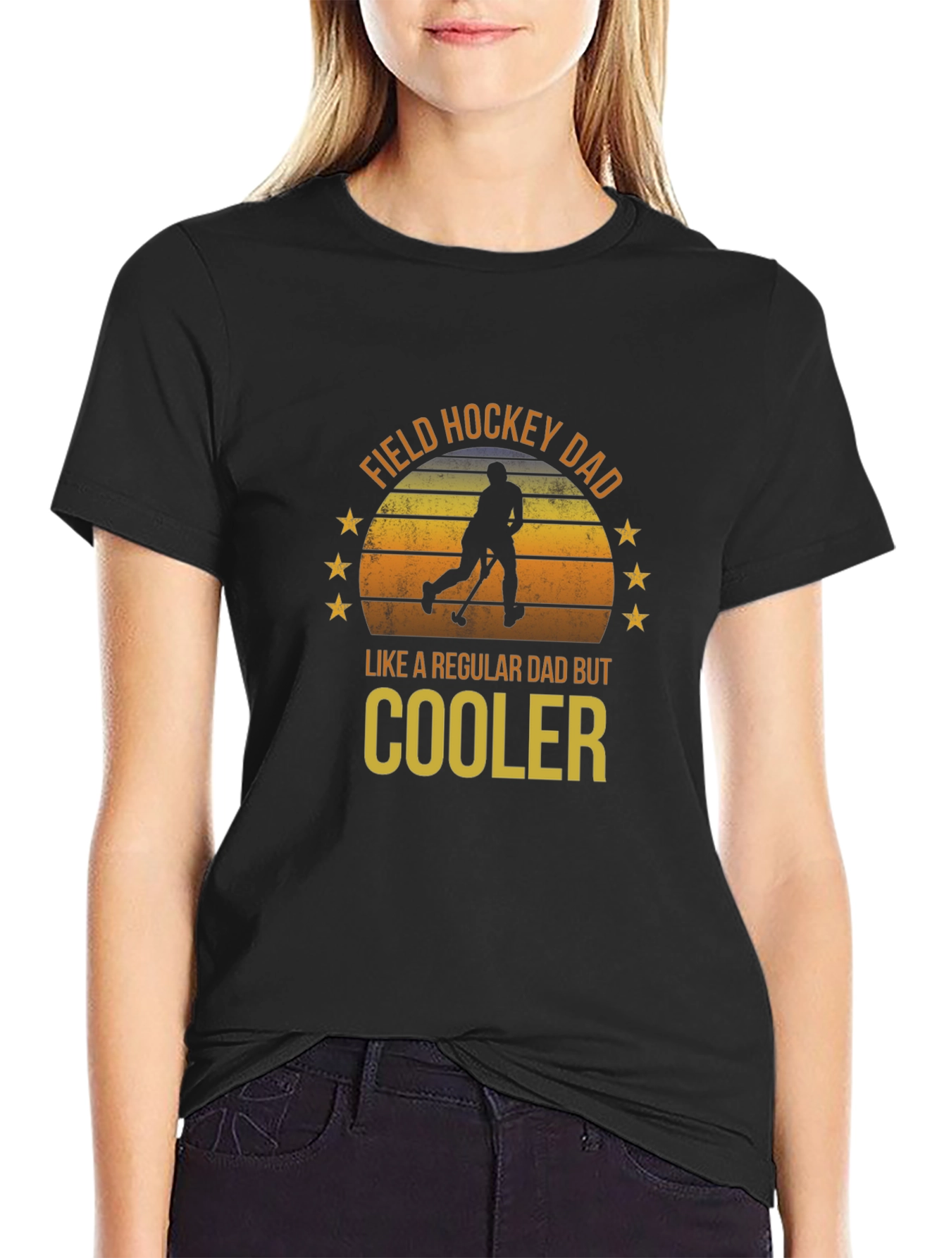 Black Field Hockey Dad T-Shirt - Cool Dad Edition view 2
