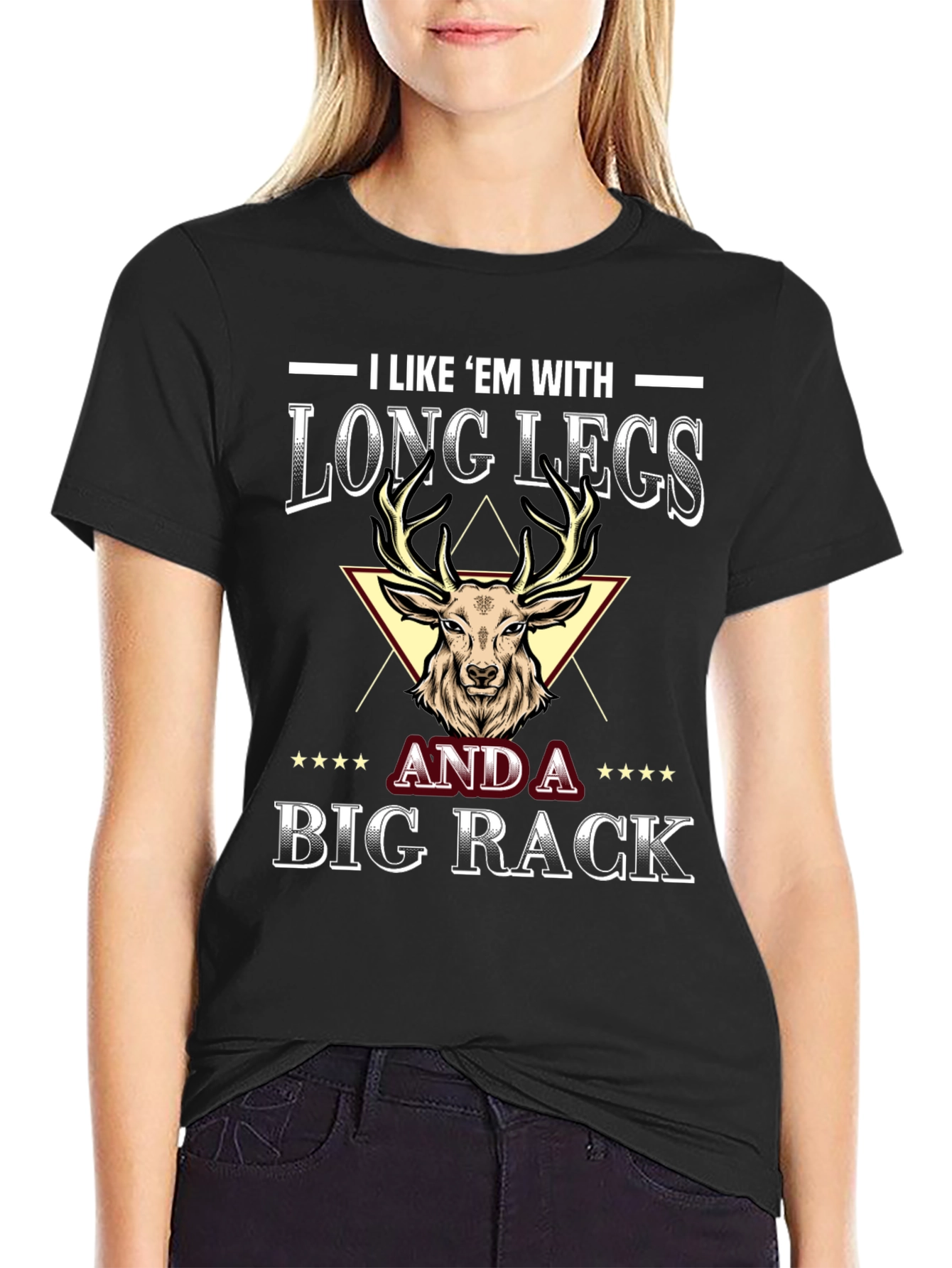Black Men's "Long Legs Big Rack" Graphic Tee view 2