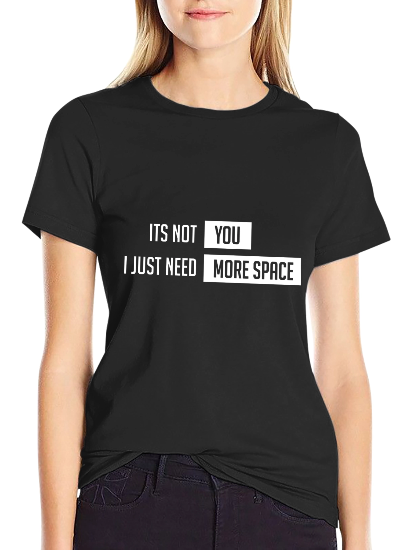 Black Funny 'More Space' Graphic Tee - Black Cotton view 2