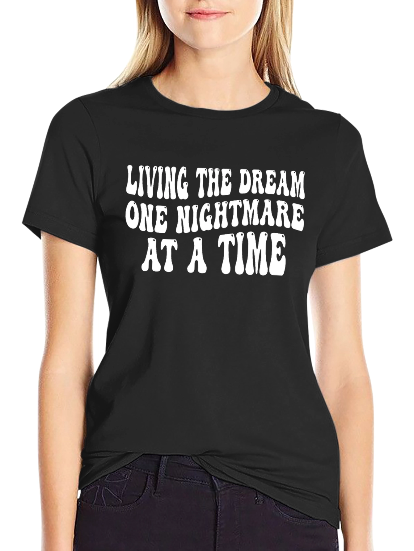Black Living the Dream Graphic Tee - Black Cotton T-Shirt view 2