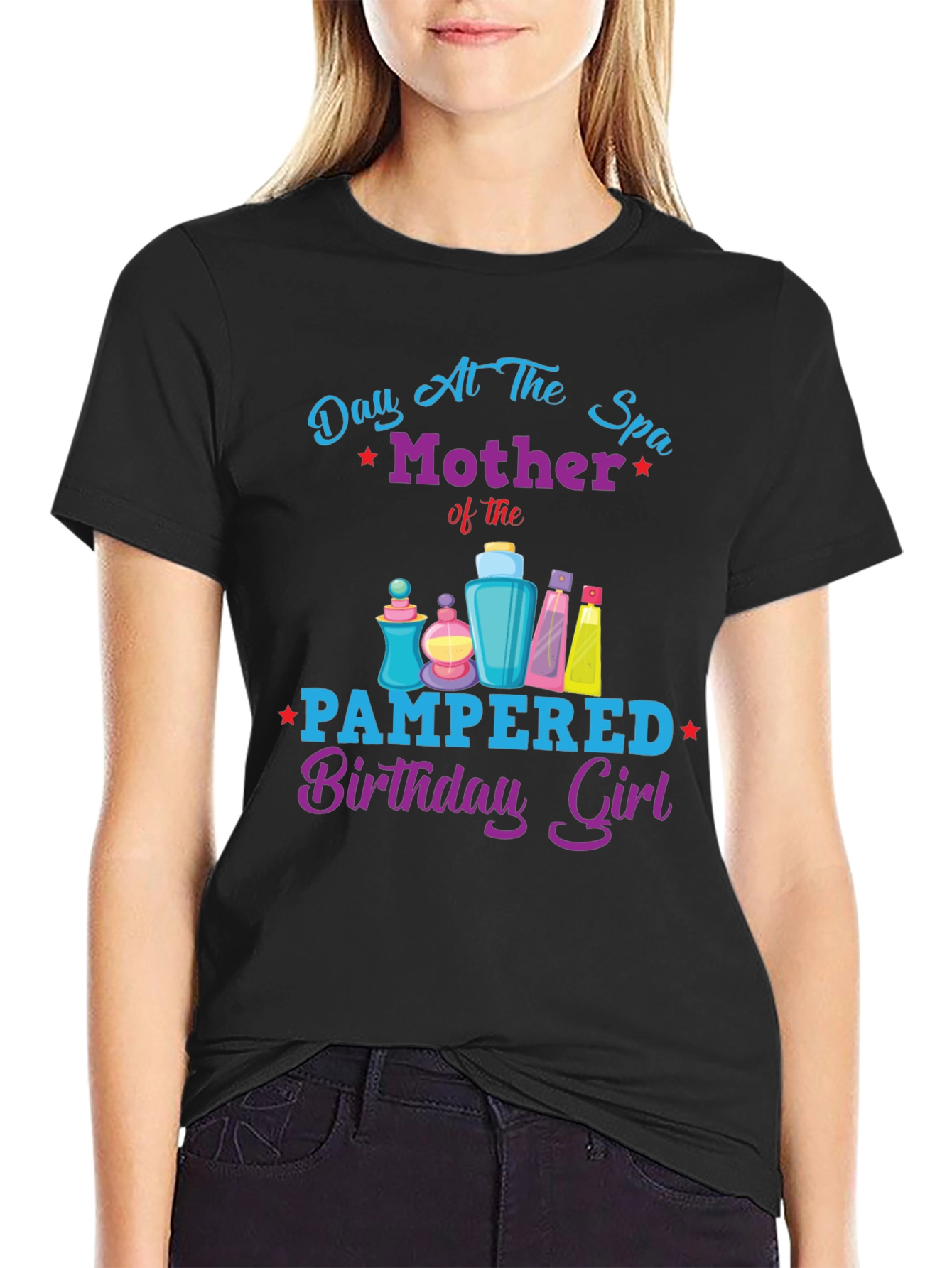 Black Mother's Day Spa Birthday Girl Graphic Tee view 2