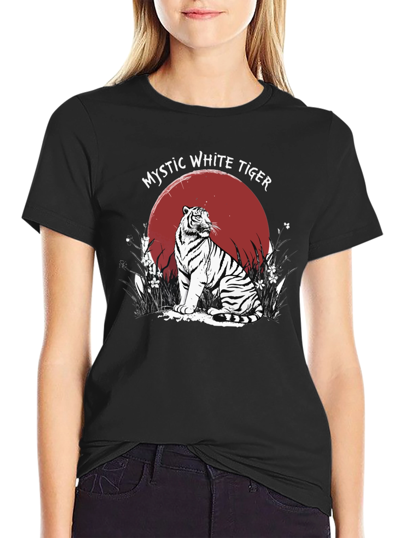 Black Mystic White Tiger Graphic T-Shirt view 2