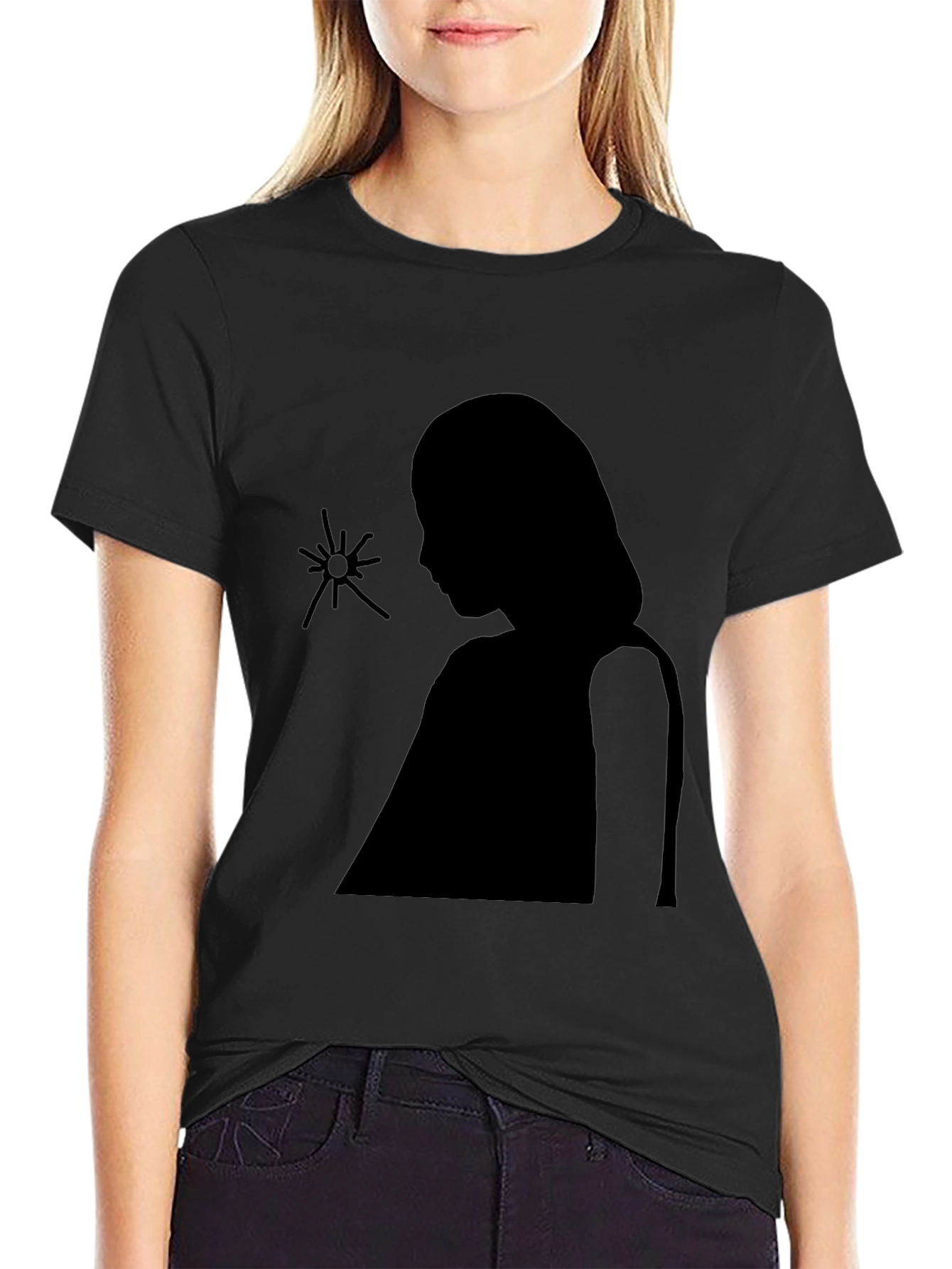 Black Silhouette Graphic Black Tee view 2