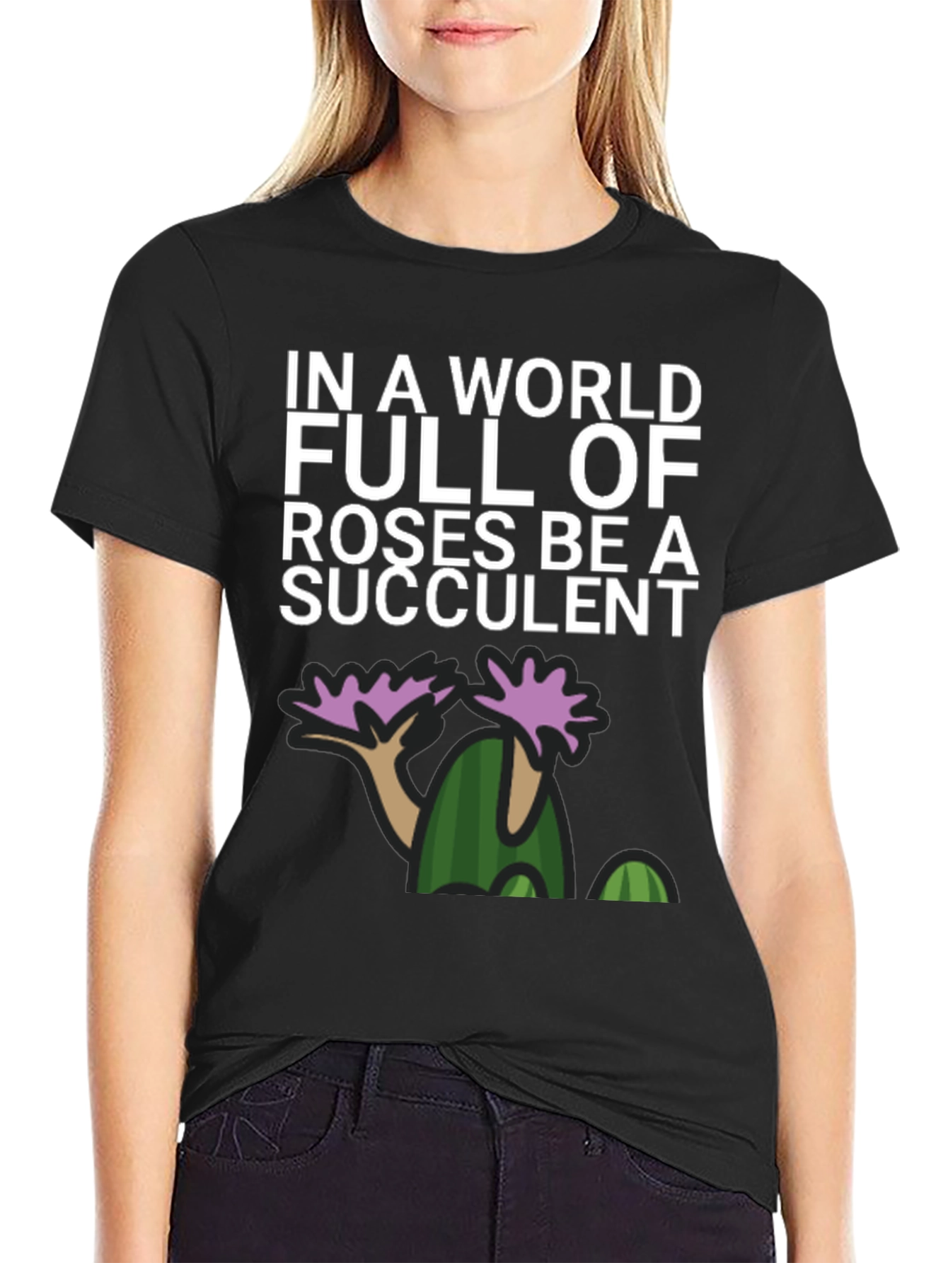 Black Be a Succulent Graphic T-Shirt view 2