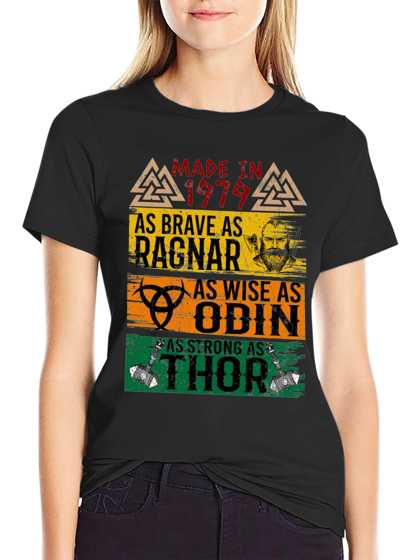 Black Made in 1979 Viking T-Shirt Ragnar Odin Thor view 2