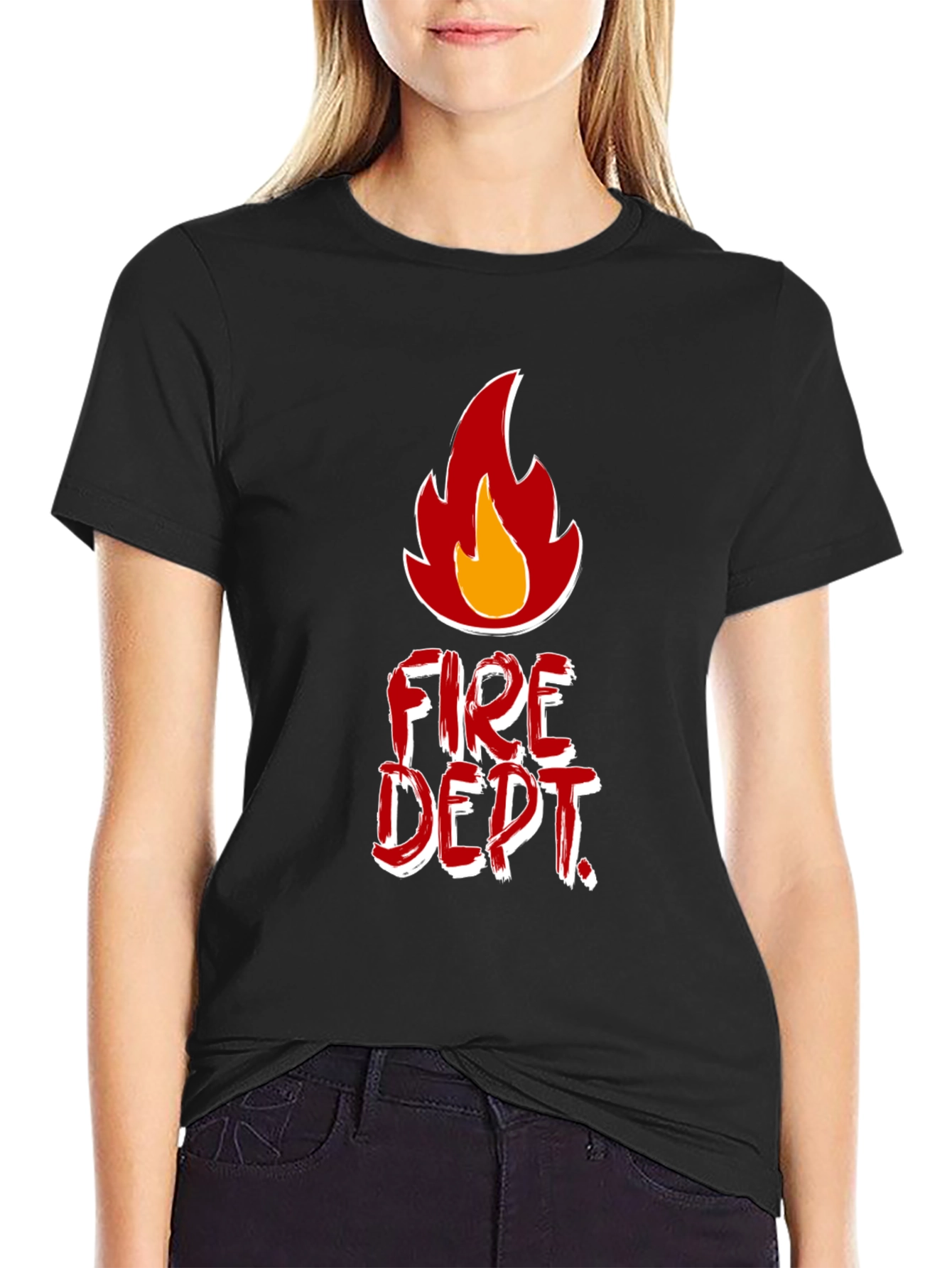 Black Fire Dept. T-Shirt - Bold Graphic Tee for Firefighters view 2
