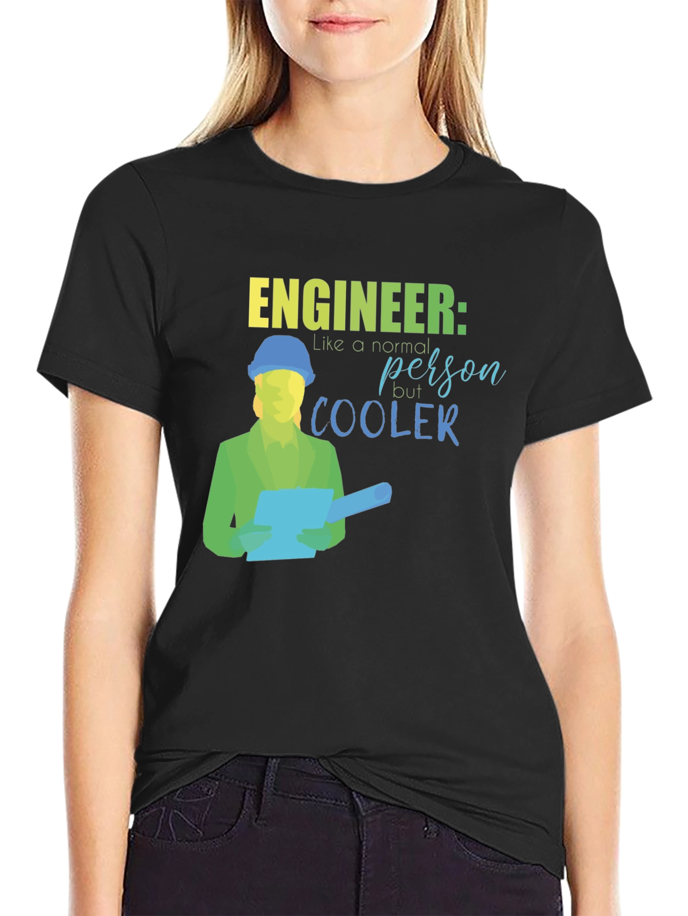 Black Engineer Cooler Black T-Shirt view 2