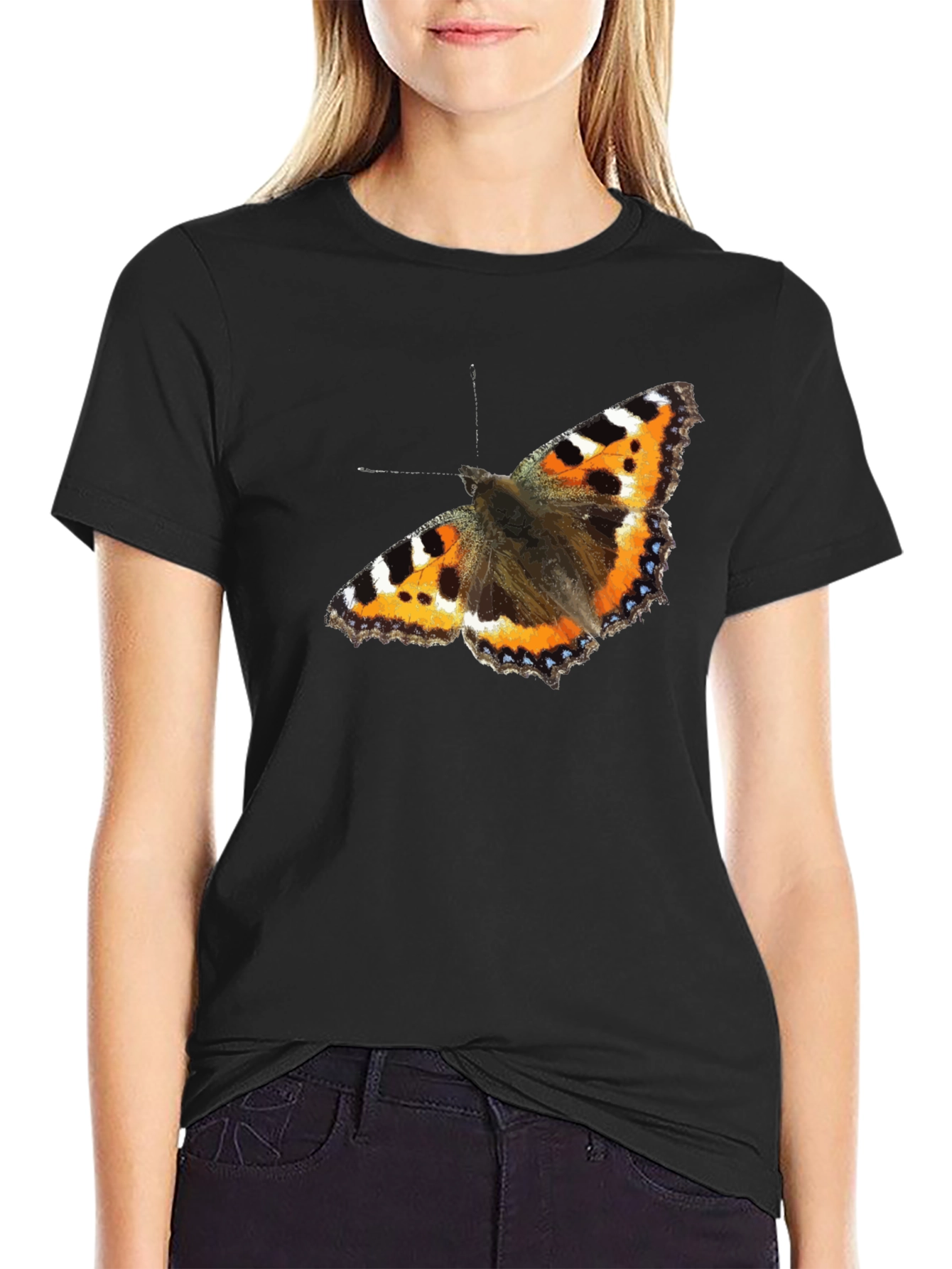 Black Butterfly Graphic Black T-Shirt view 2