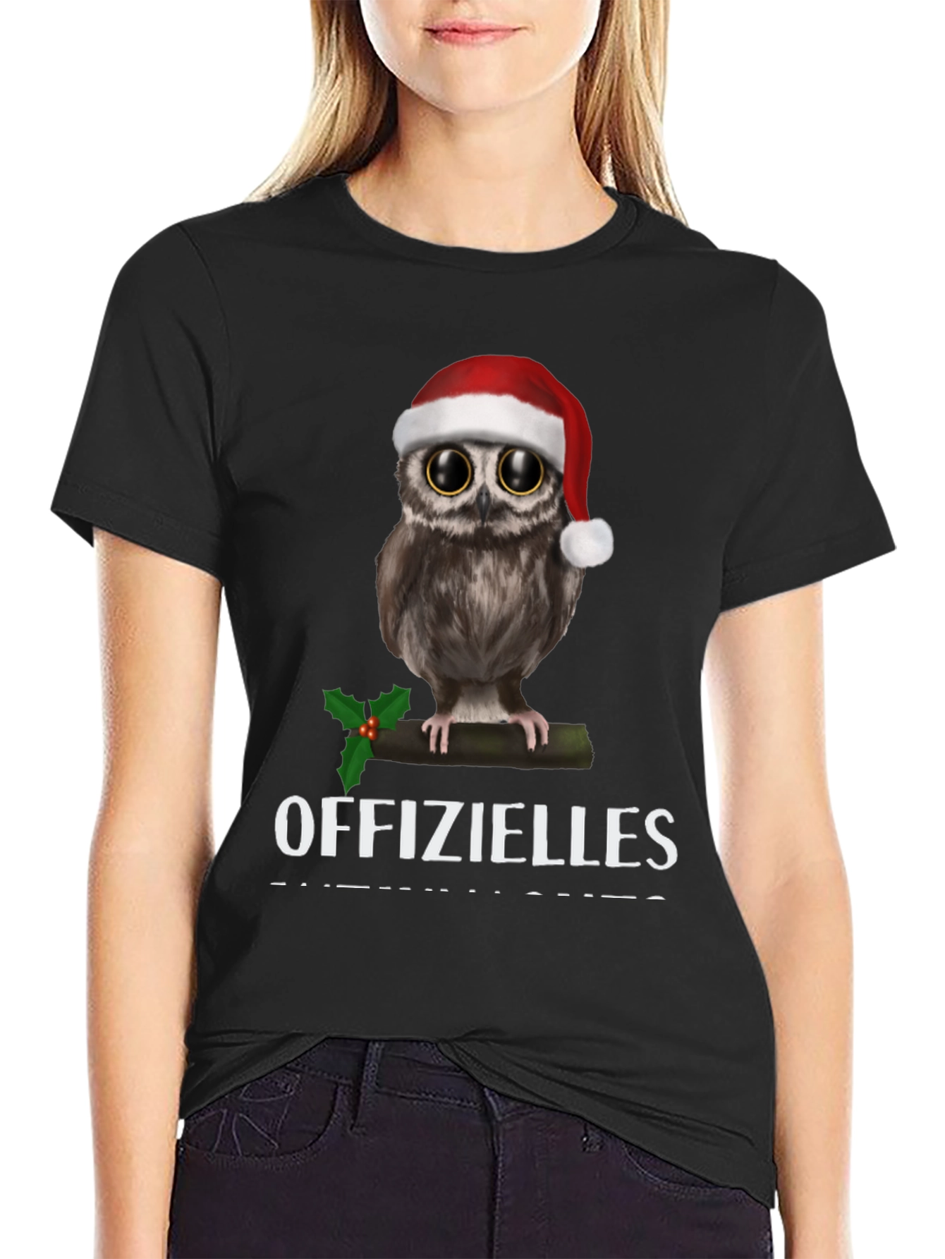 Black Festive Owl T-Shirt: Offizielles Christmas Cheer! view 2