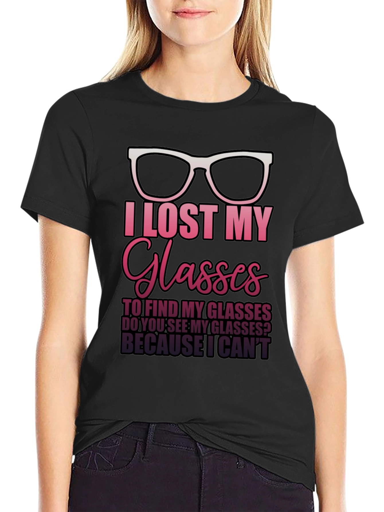 Black I Lost My Glasses T-Shirt - Funny Graphic Tee view 2