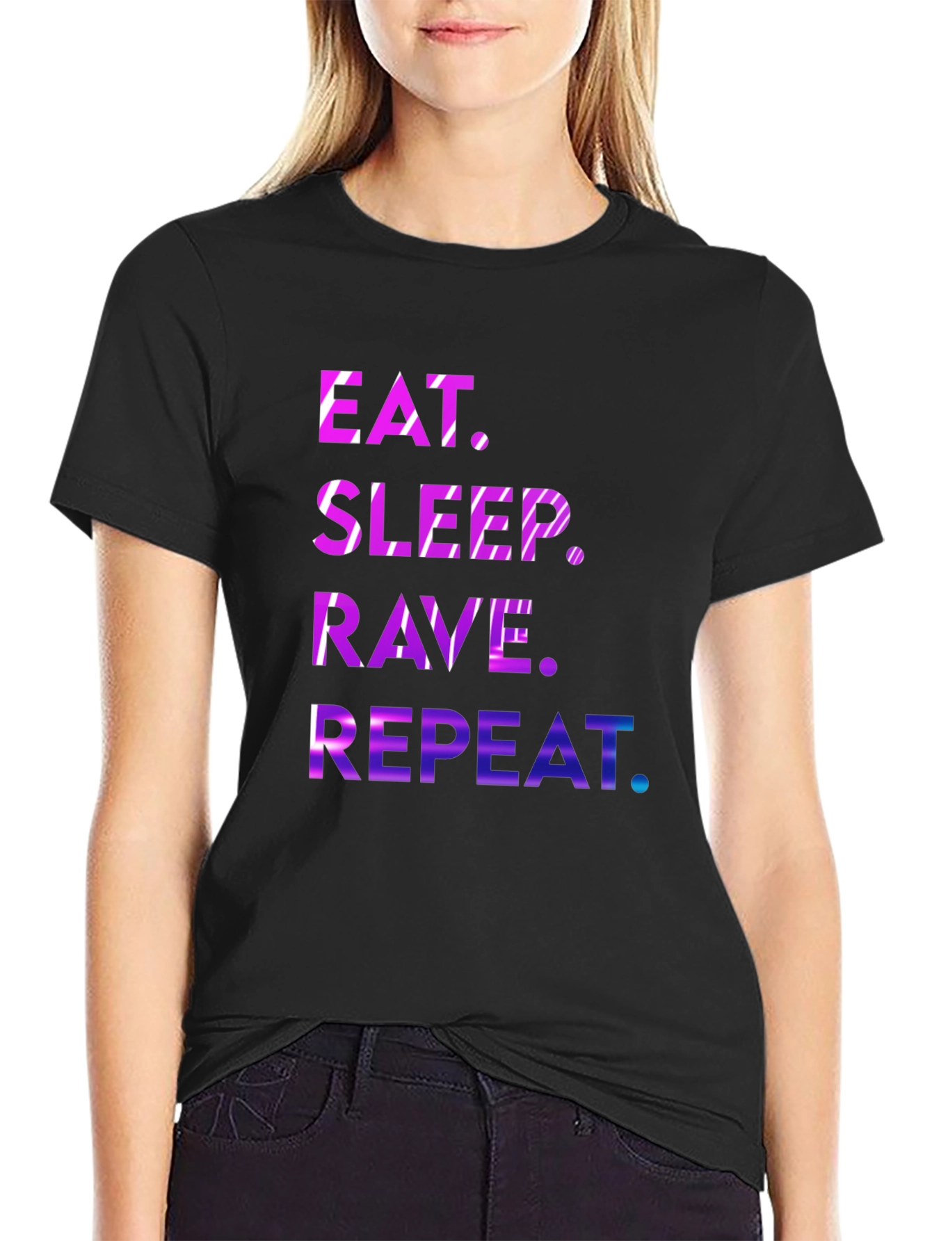 Black Eat Sleep Rave Repeat Graphic Tee view 2