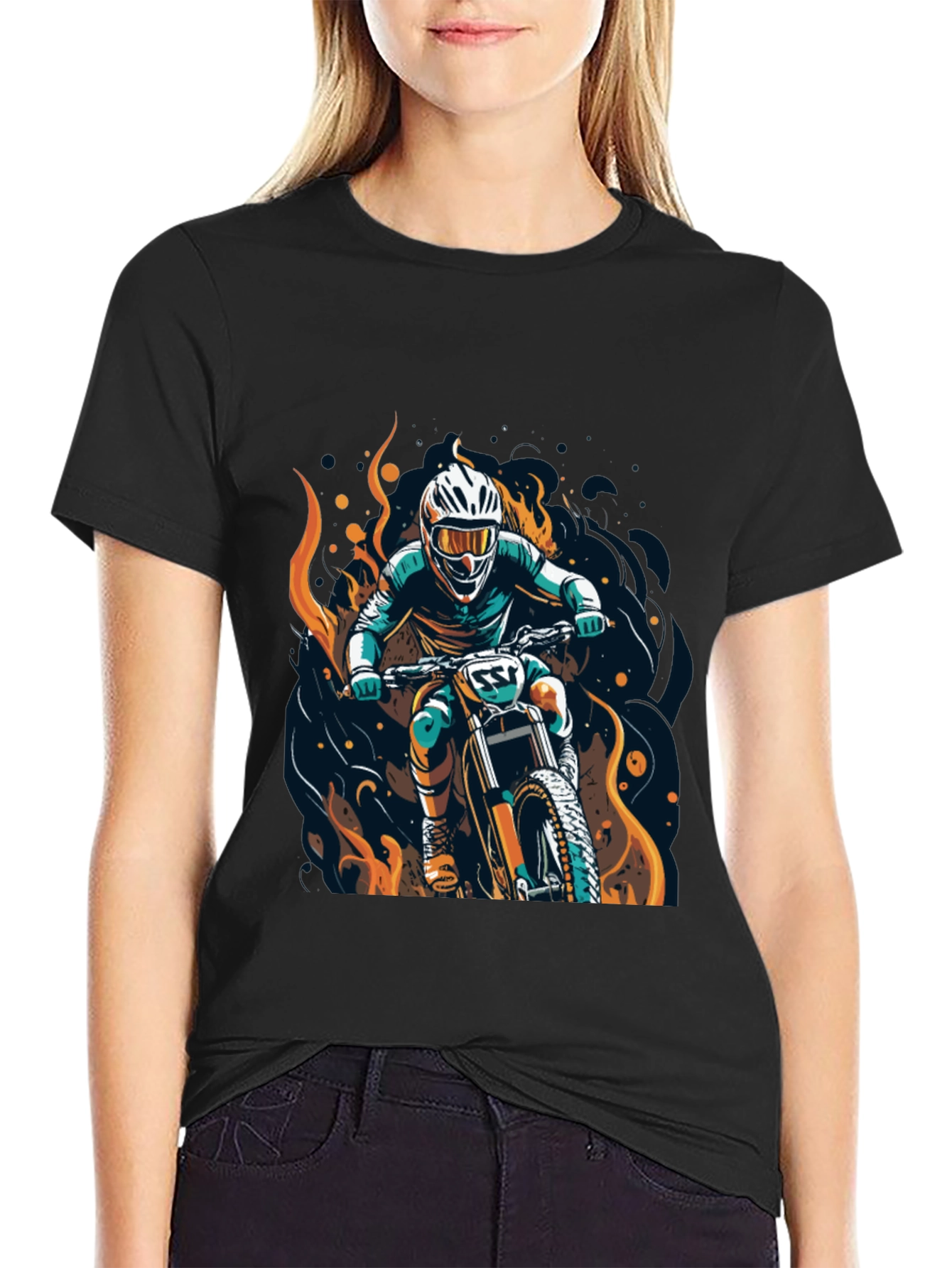 Black Motocross Rider Graphic Tee view 2