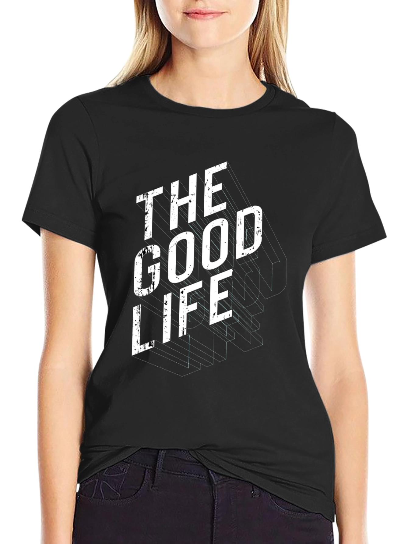 Black The Good Life Graphic Tee - Modern Black T-Shirt view 2