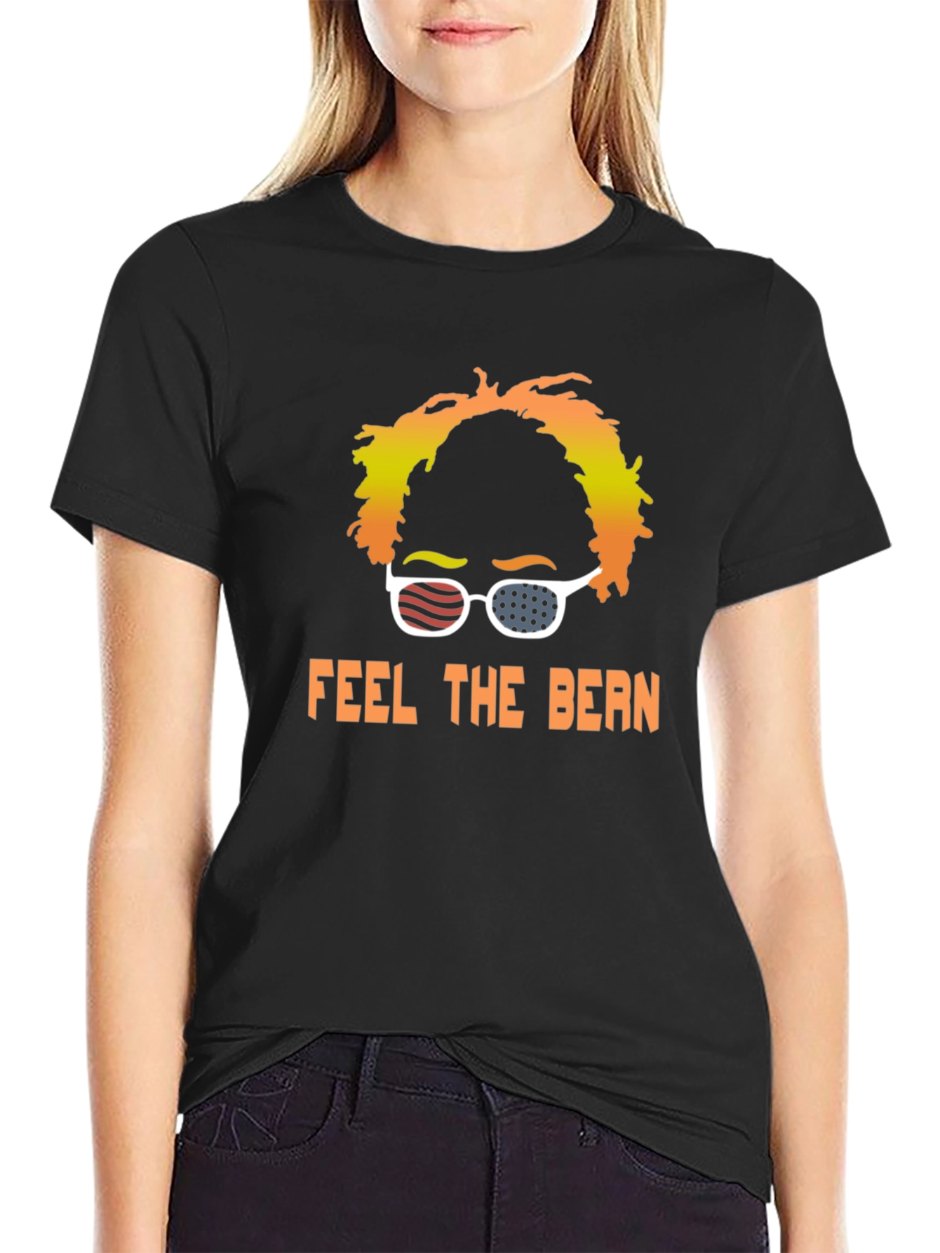 Black Feel the Bern T-Shirt - Political Graphic Tee view 2