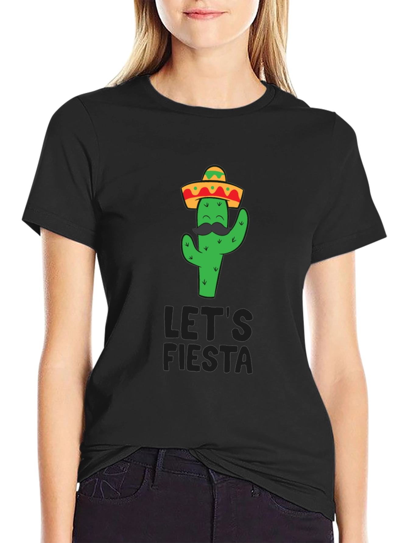 Black Let's Fiesta Cactus T-Shirt view 2