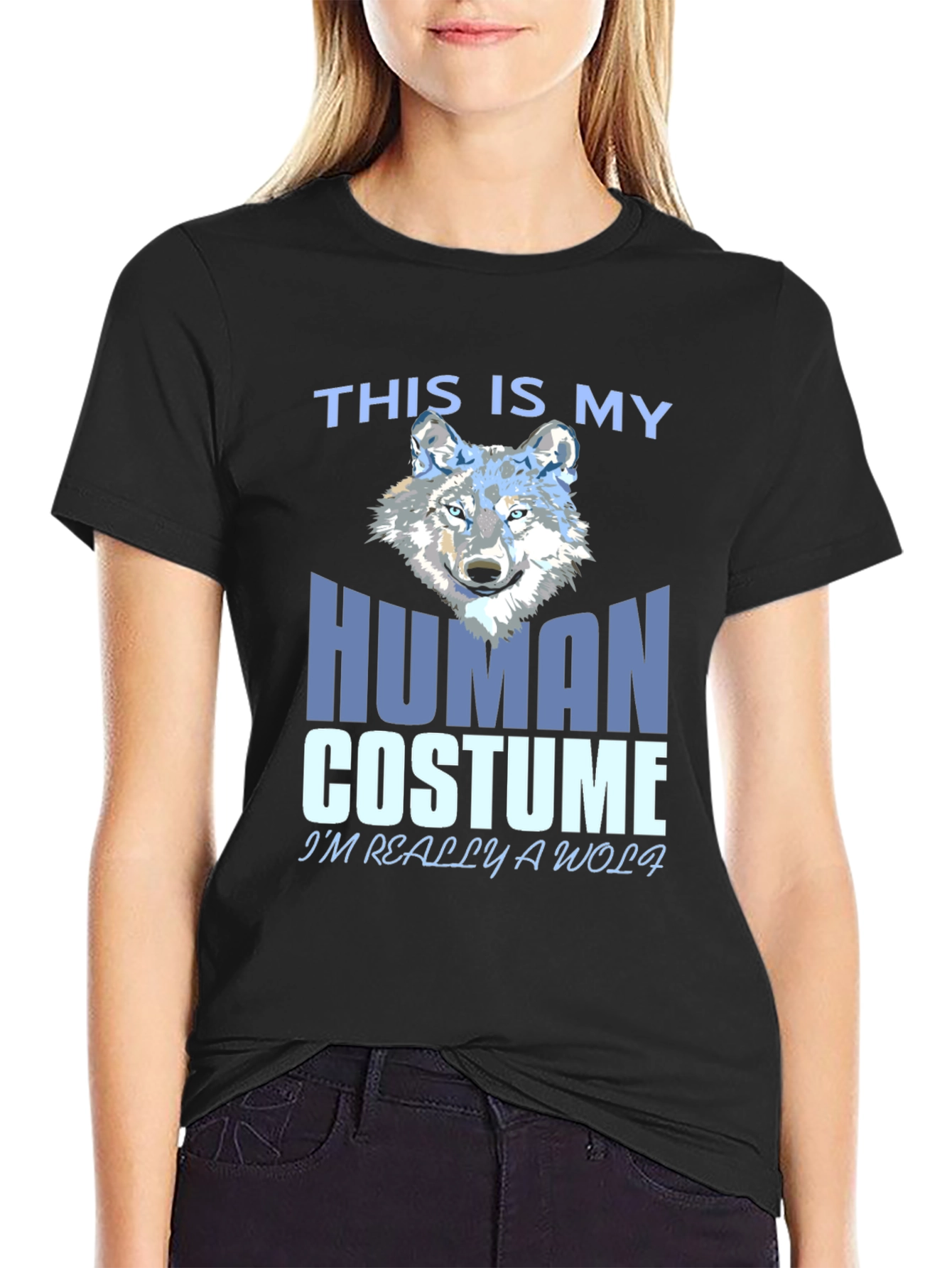 Black Human Costume Wolf T-Shirt view 2