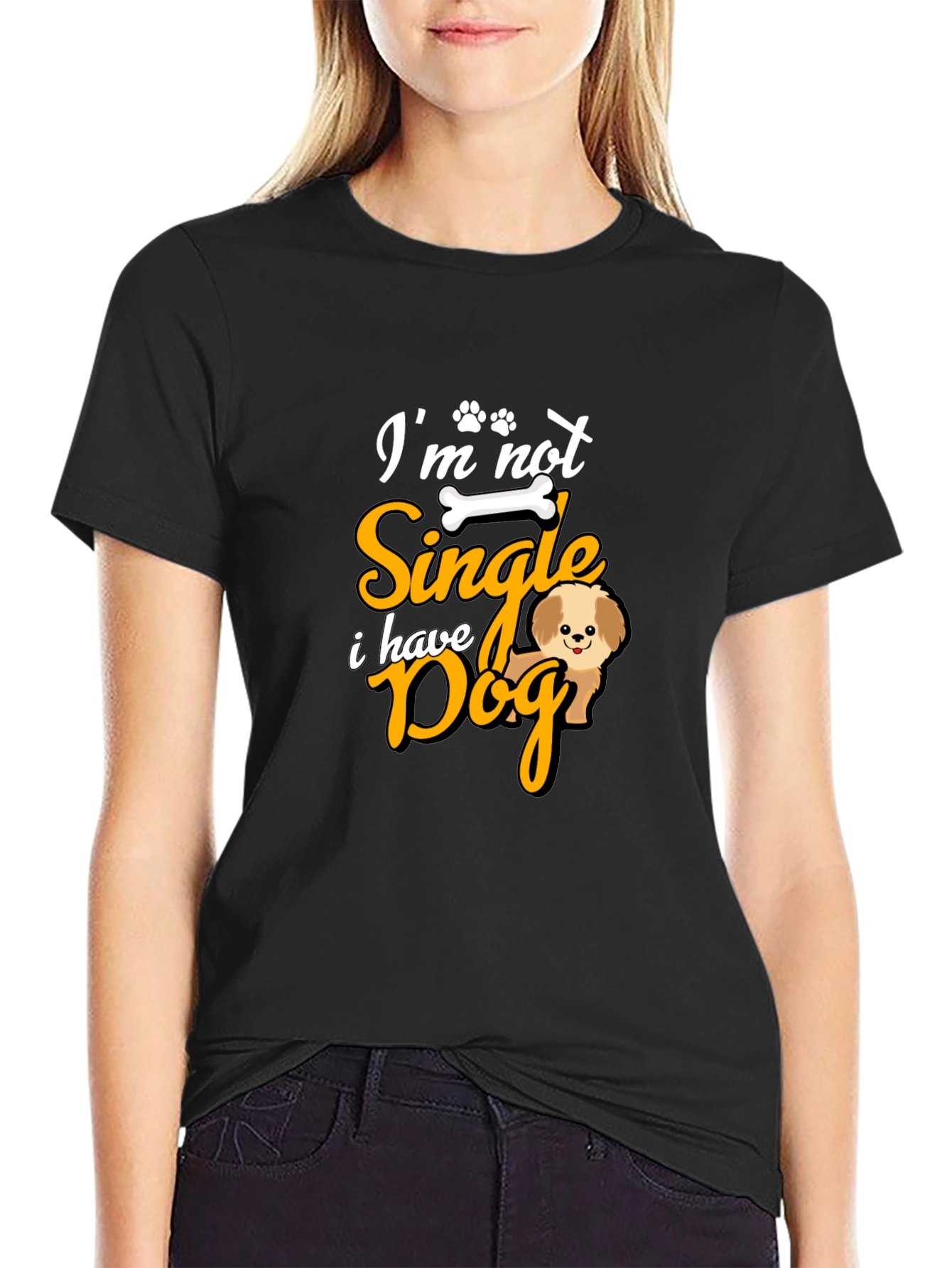 Black Dog Lover T-Shirt - I'm Not Single view 2