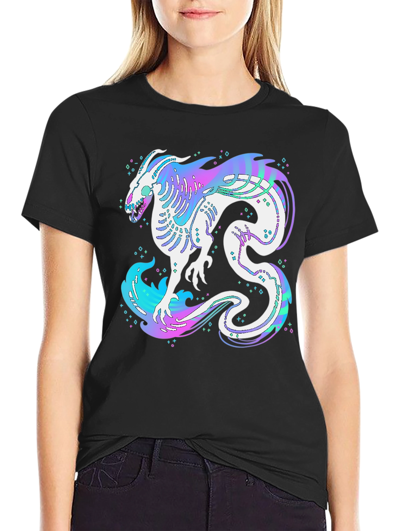 Black Mystic Dragon Graphic Black T-Shirt view 2