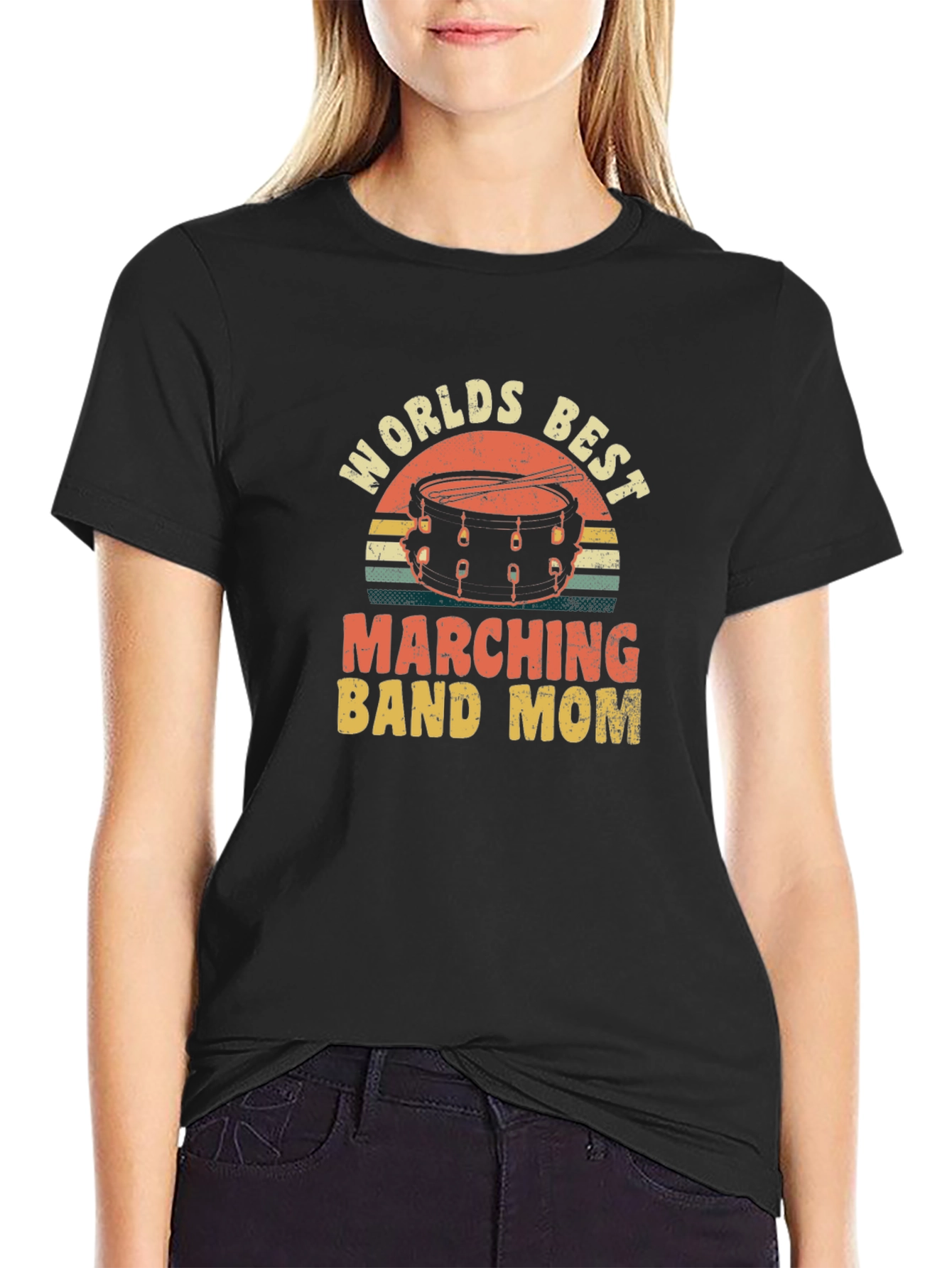 Black Worlds Best Marching Band Mom T-Shirt view 2