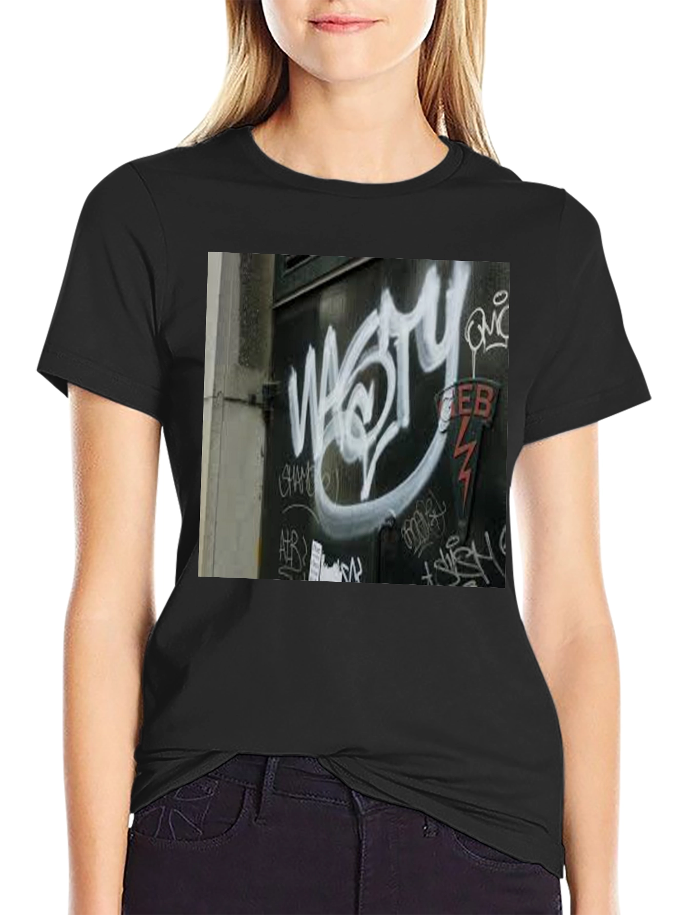 Black Urban Graffiti Tee - Street Art Style view 2