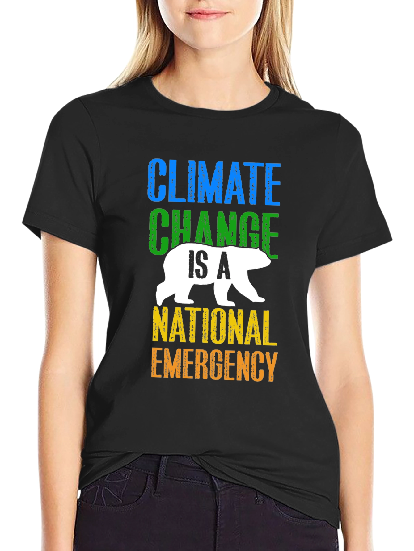 Black Climate Change is a National Emergency T-Shirt view 2