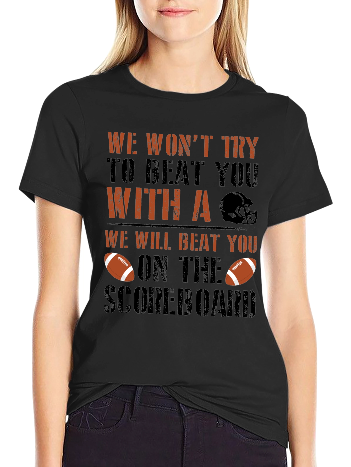 Black Funny Football T-Shirt: Scoreboard Wins view 2