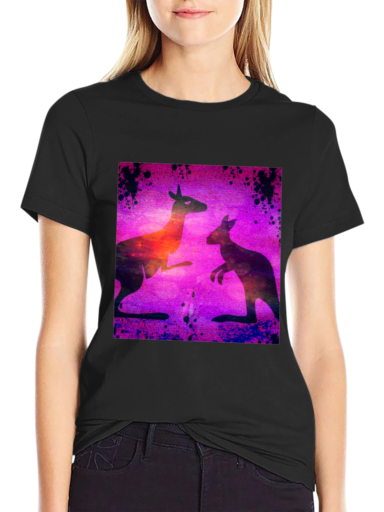 Black Kangaroo Galaxy T-Shirt view 2