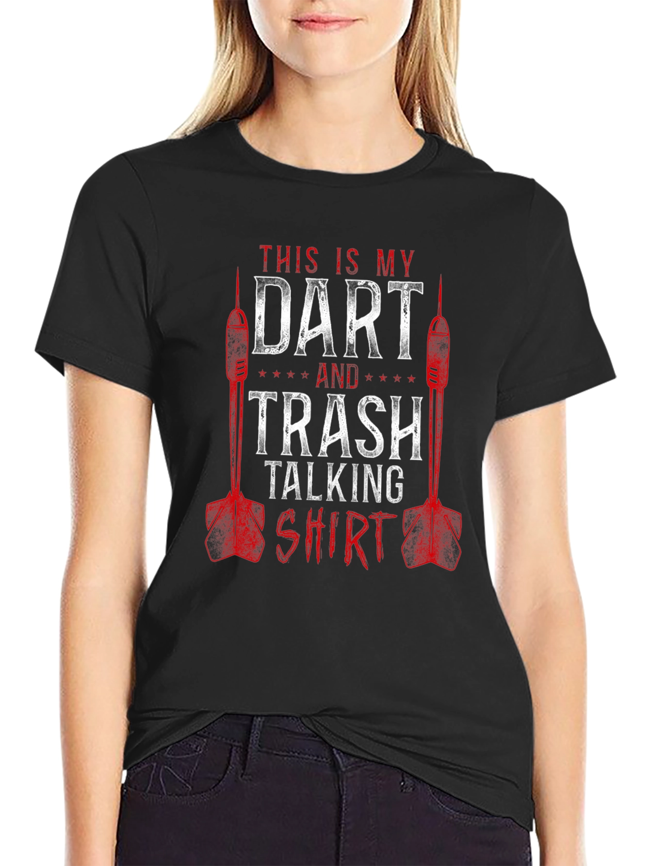 Black Dart and Trash Talking Shirt - Funny Darts T-Shirt view 2