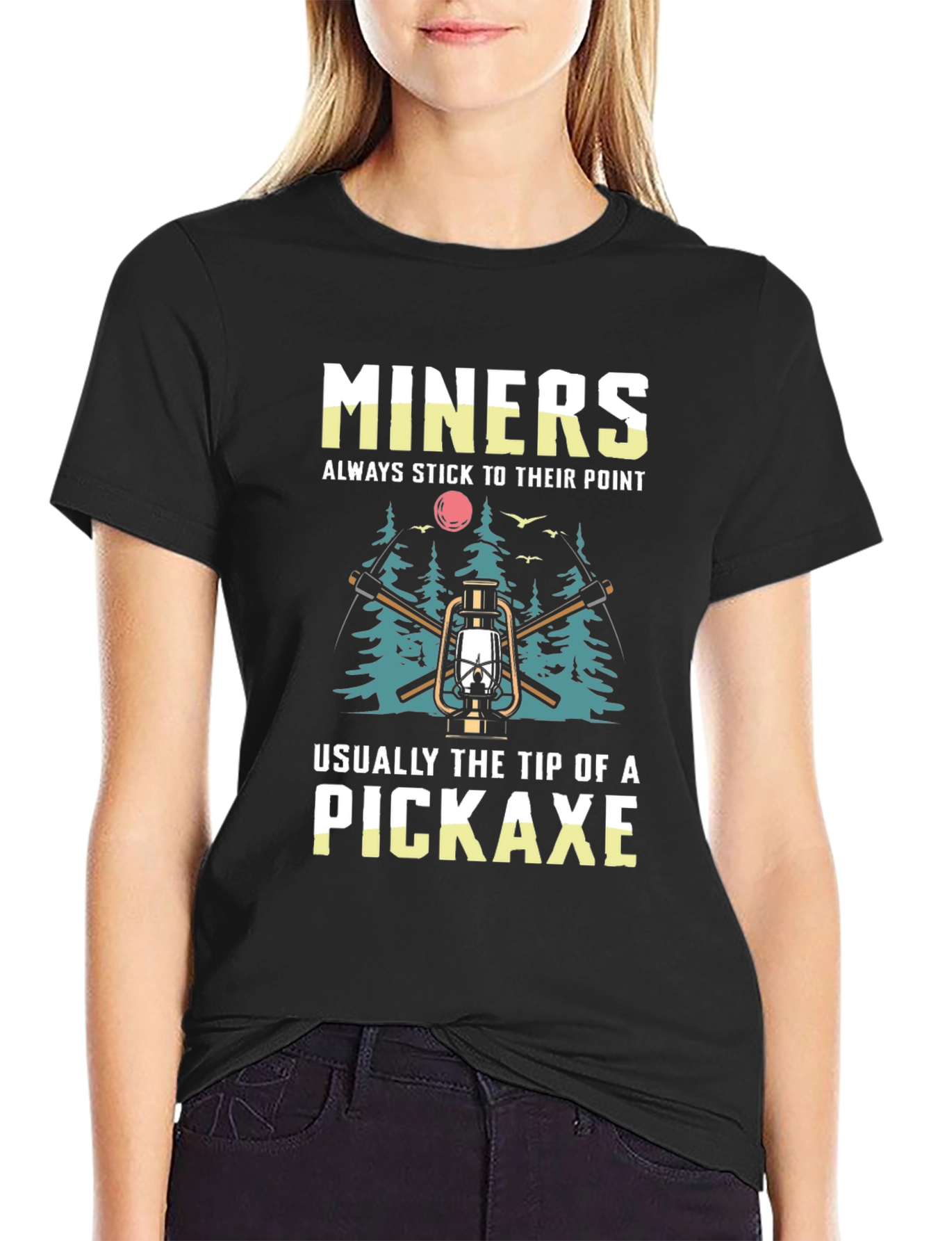 Black Miners Pickaxe T-Shirt - Always Stick to Their Point view 2