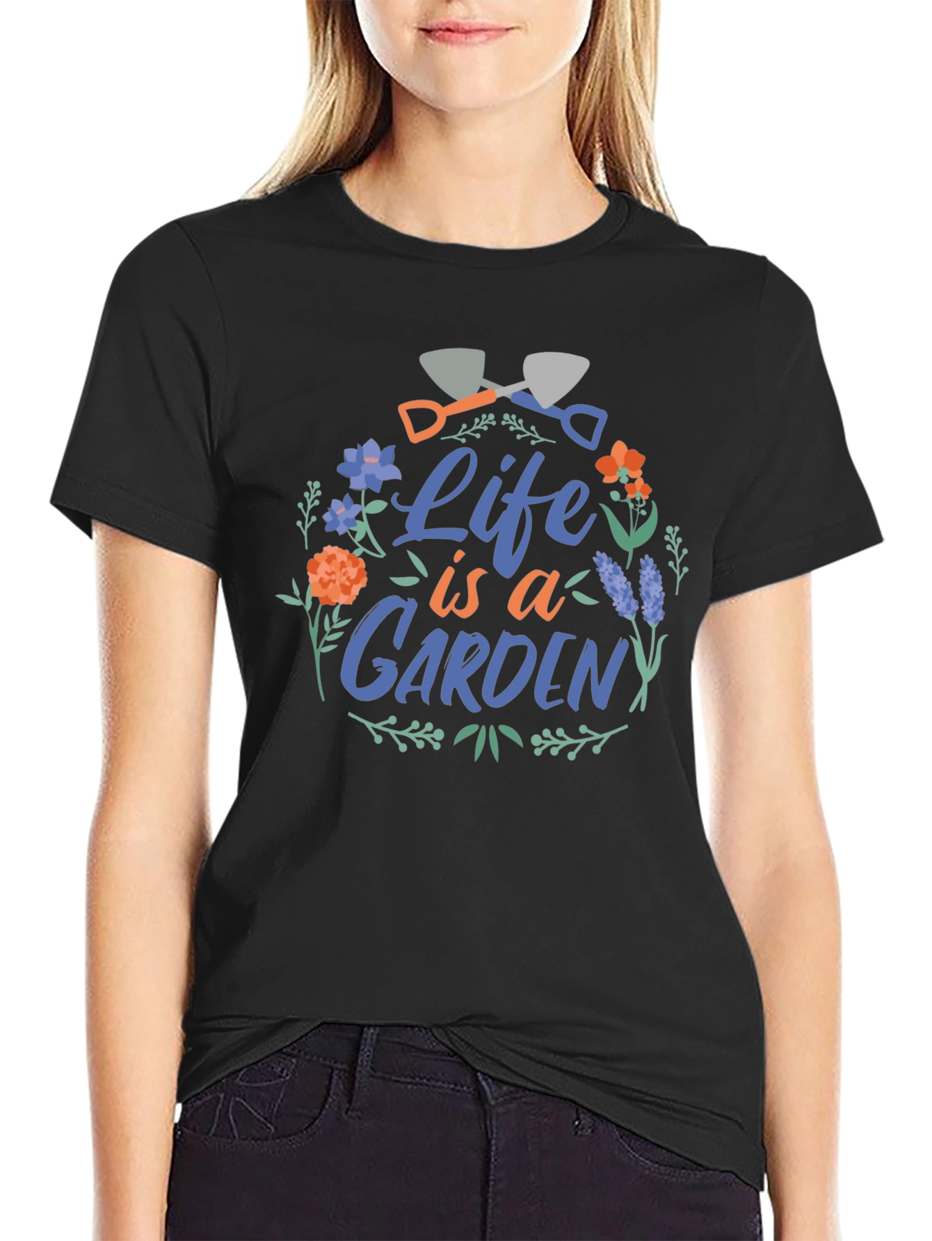 Black Life is a Garden T-Shirt - Floral Graphic Tee view 2