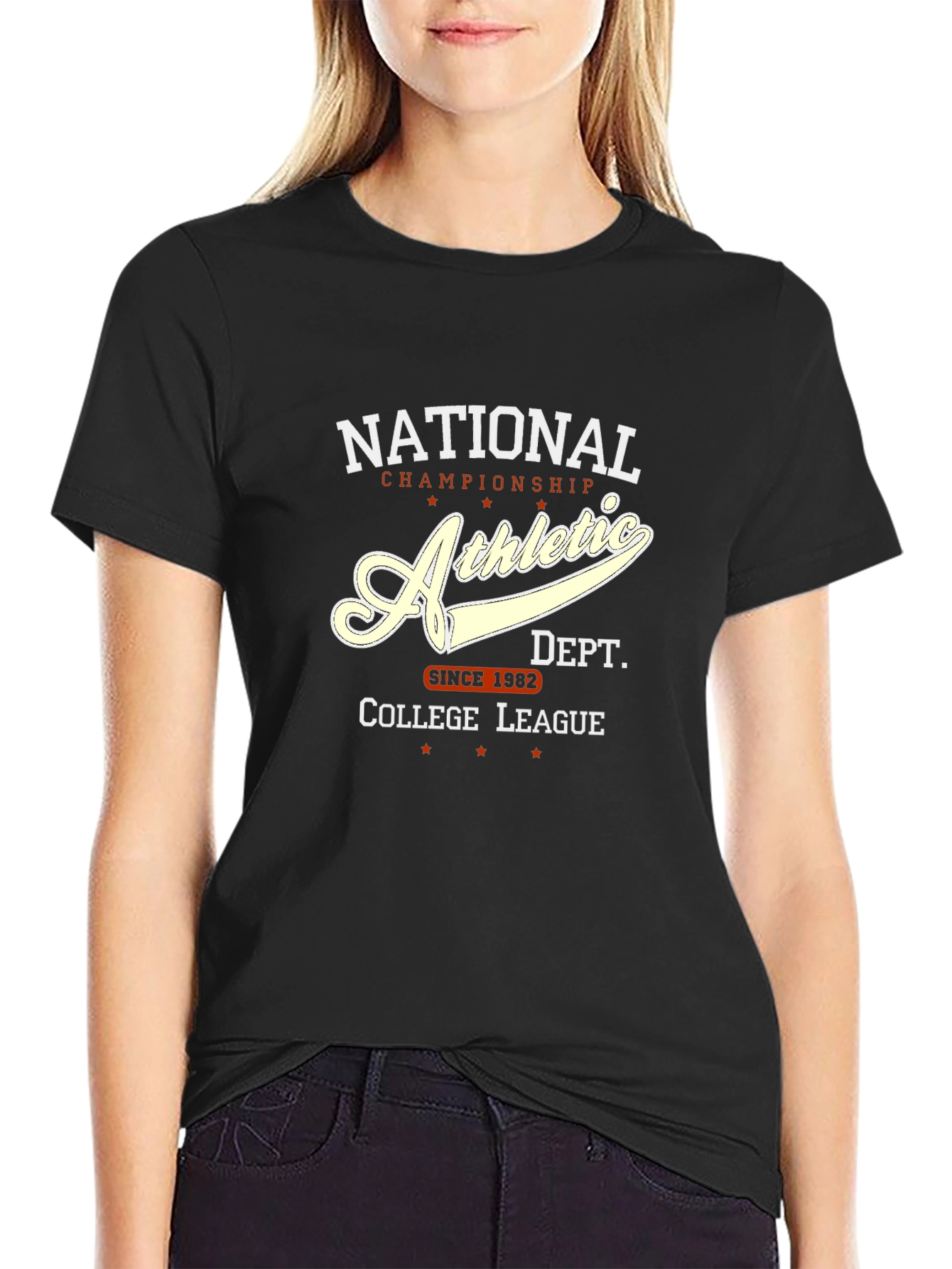 Black National Athletic College League Graphic T-Shirt view 2