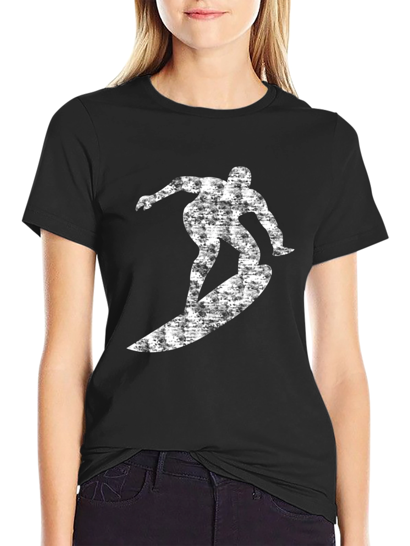 Black Surfer Graphic Tee - Cool Black Cotton T-Shirt view 2