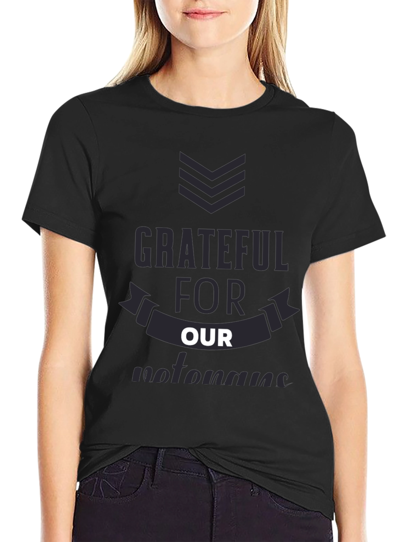 Black Grateful T-Shirt - Soft Cotton Blend Casual Wear view 2
