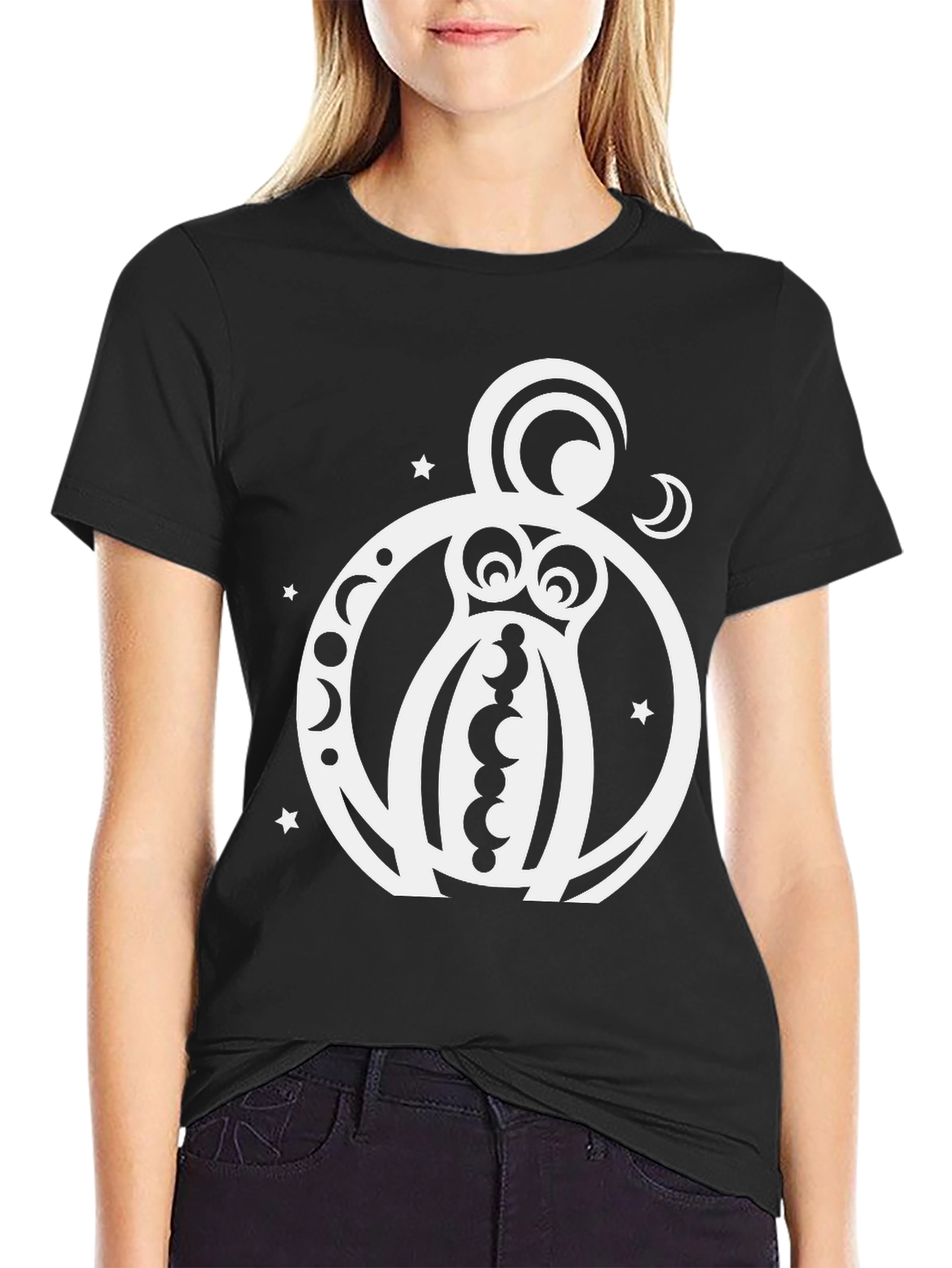 Black Celestial Octopus T-Shirt - Black Cotton Graphic Tee view 2