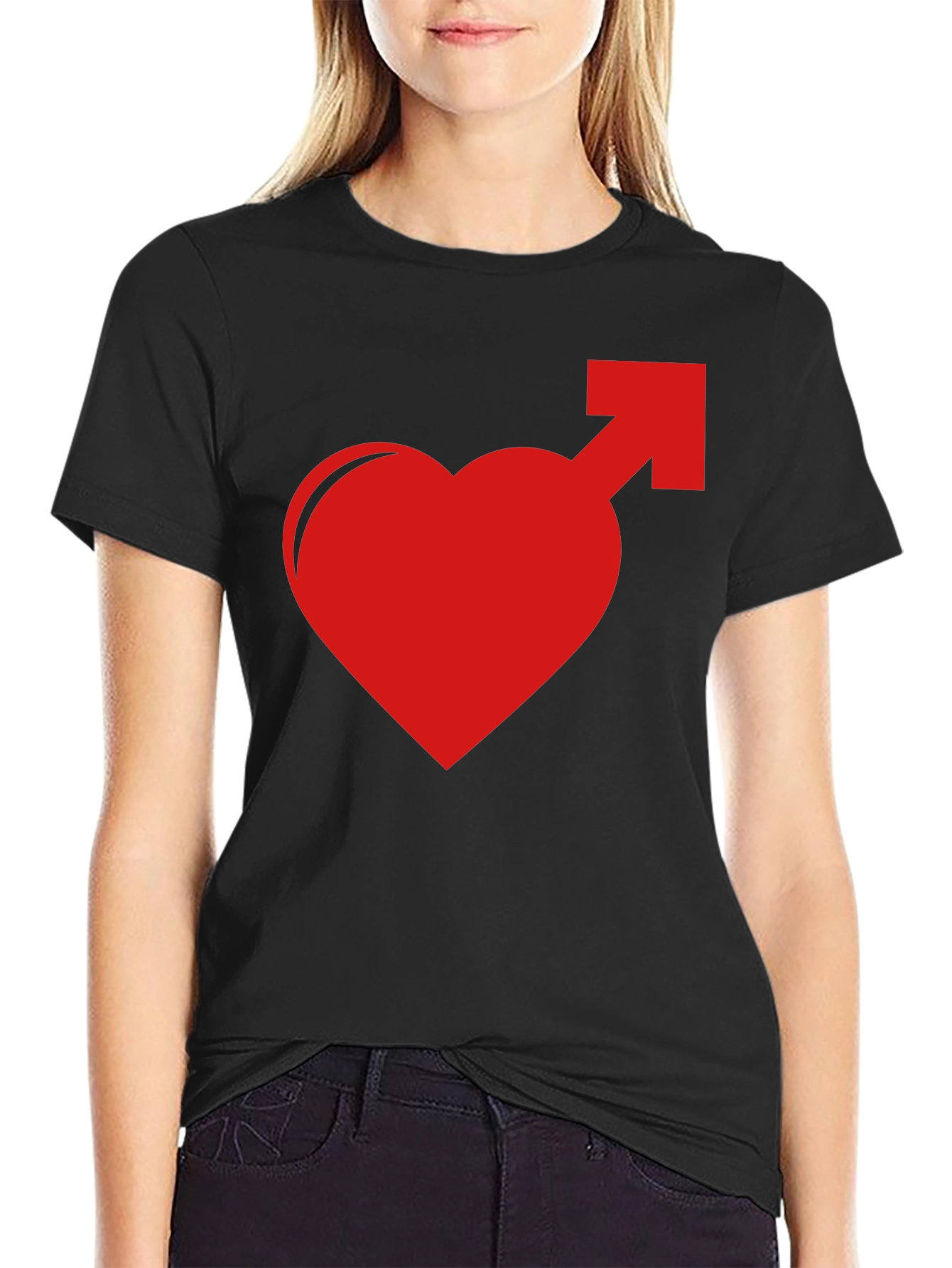 Black Heart Male Symbol Graphic Tee - Black Cotton Blend view 2