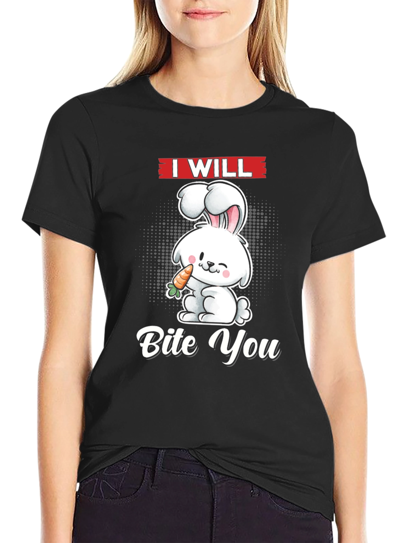 Black I Will Bite You Bunny Graphic Tee view 2