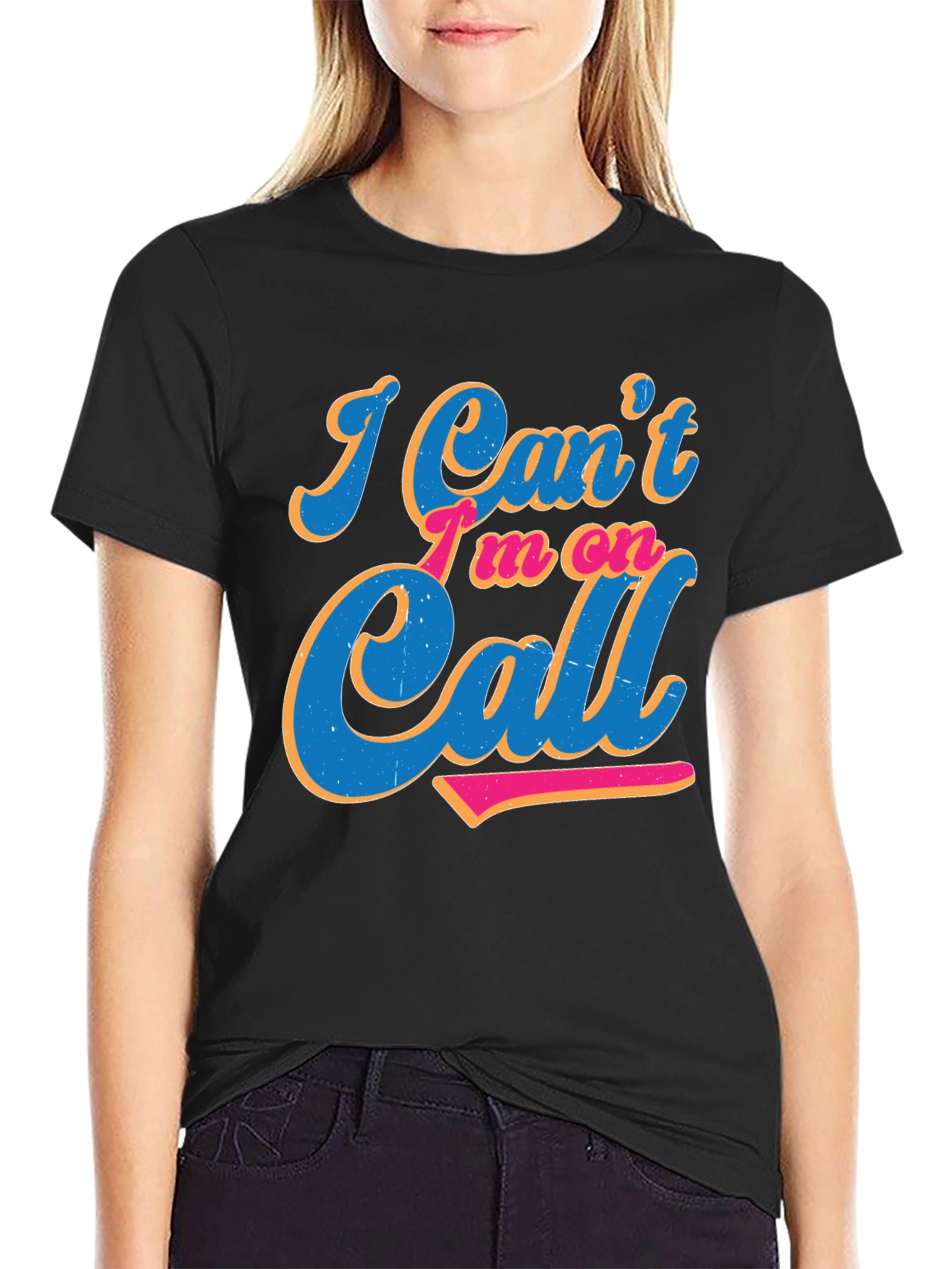 Black I'm On Call Graphic Tee - Black Crewneck Shirt view 2