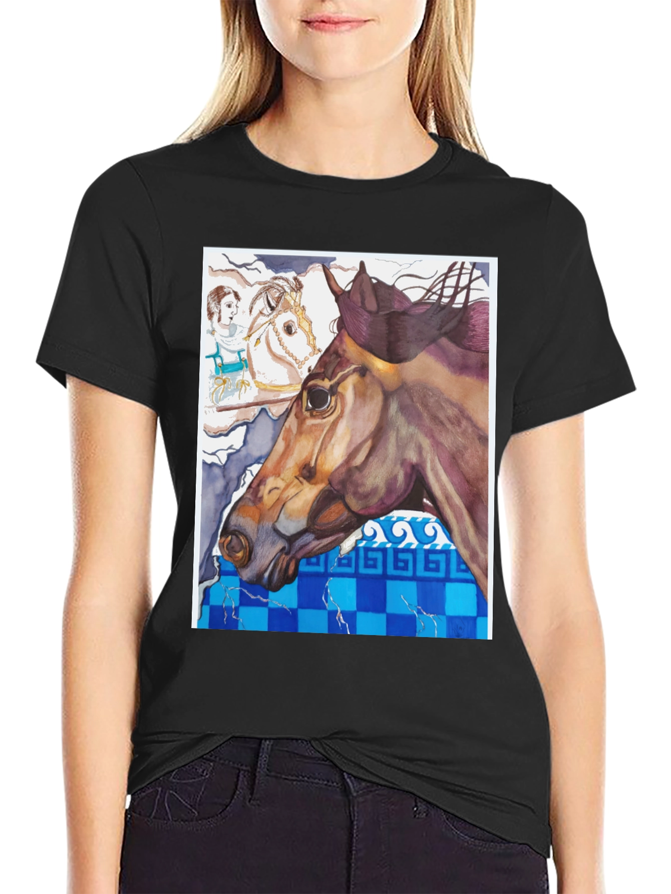 Black Horse Art Graphic Tee view 2