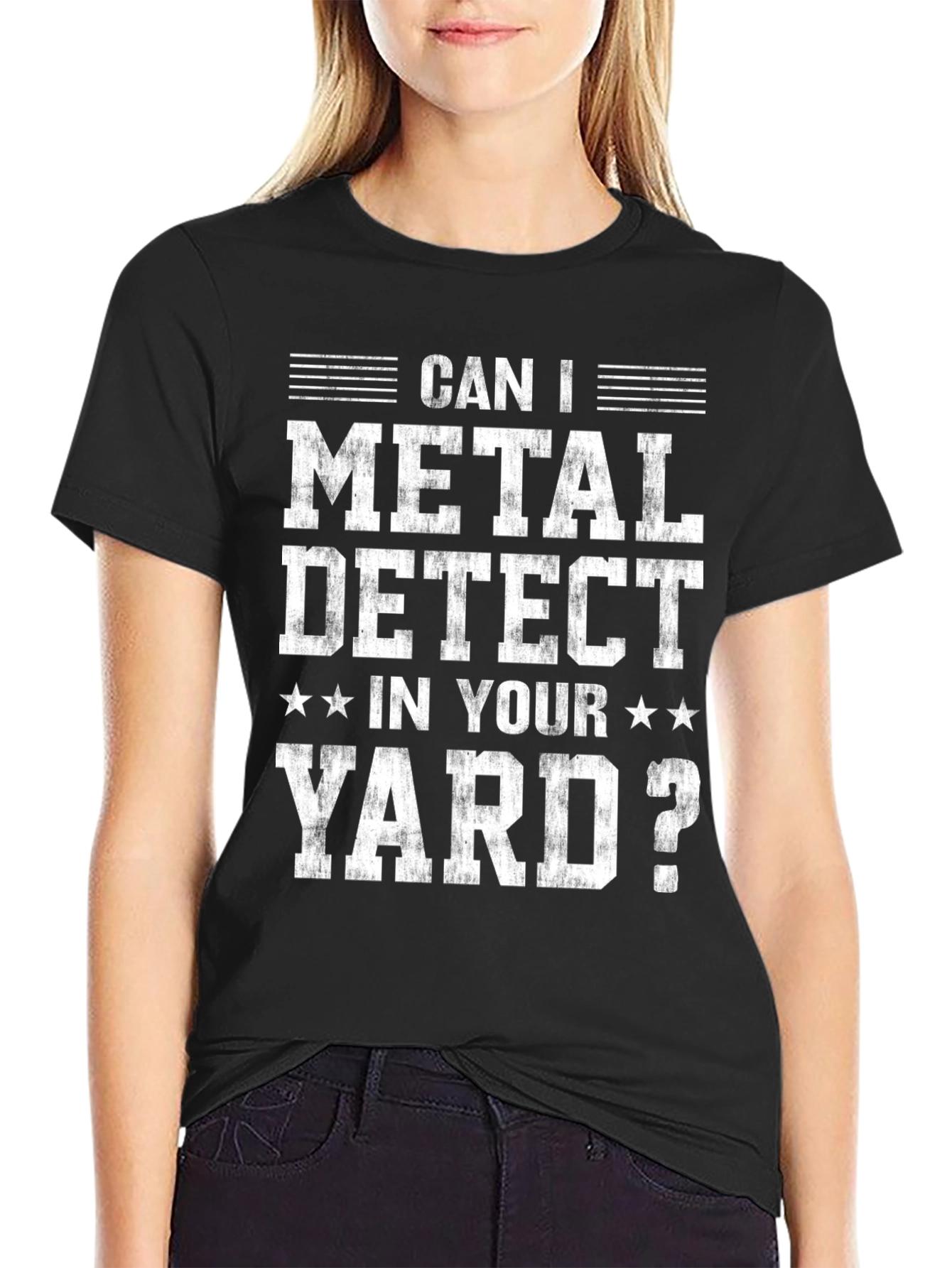 Black Metal Detecting T-Shirt - Can I Metal Detect In Your Yard? view 2