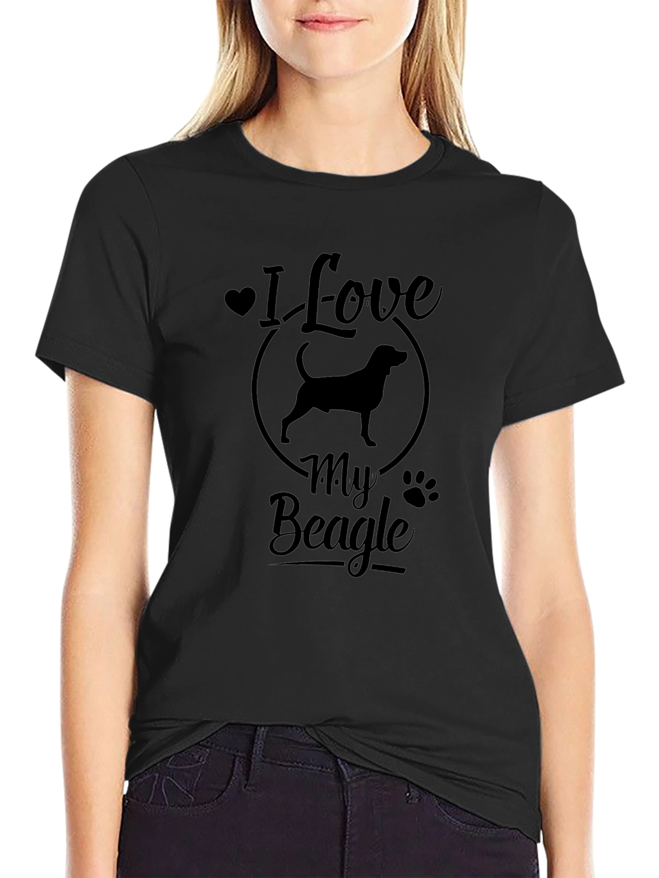 Black I Love My Beagle Black T-Shirt view 2