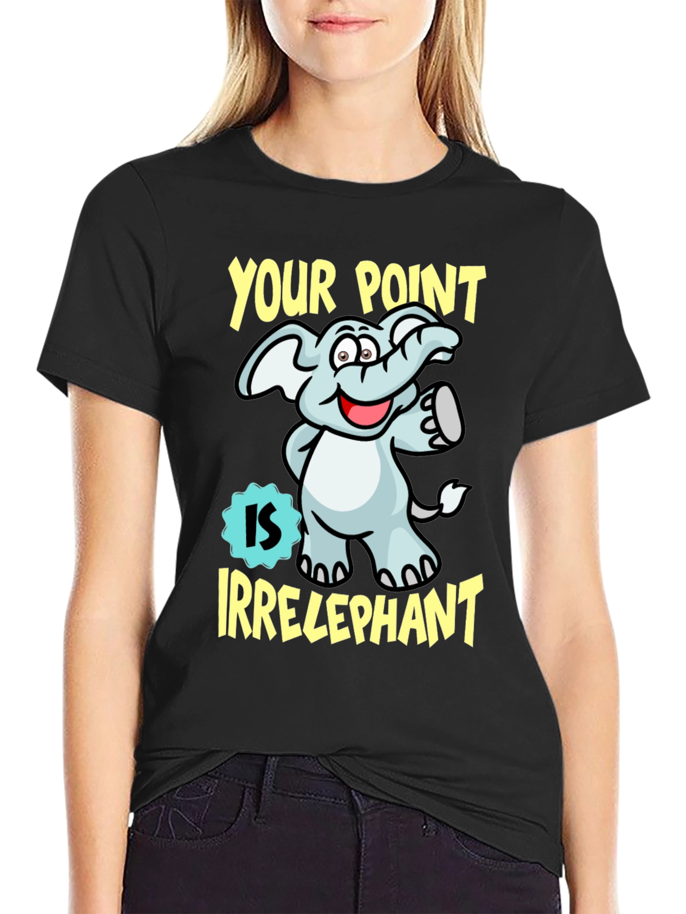 Black Irrelephant Funny Graphic Tee view 2
