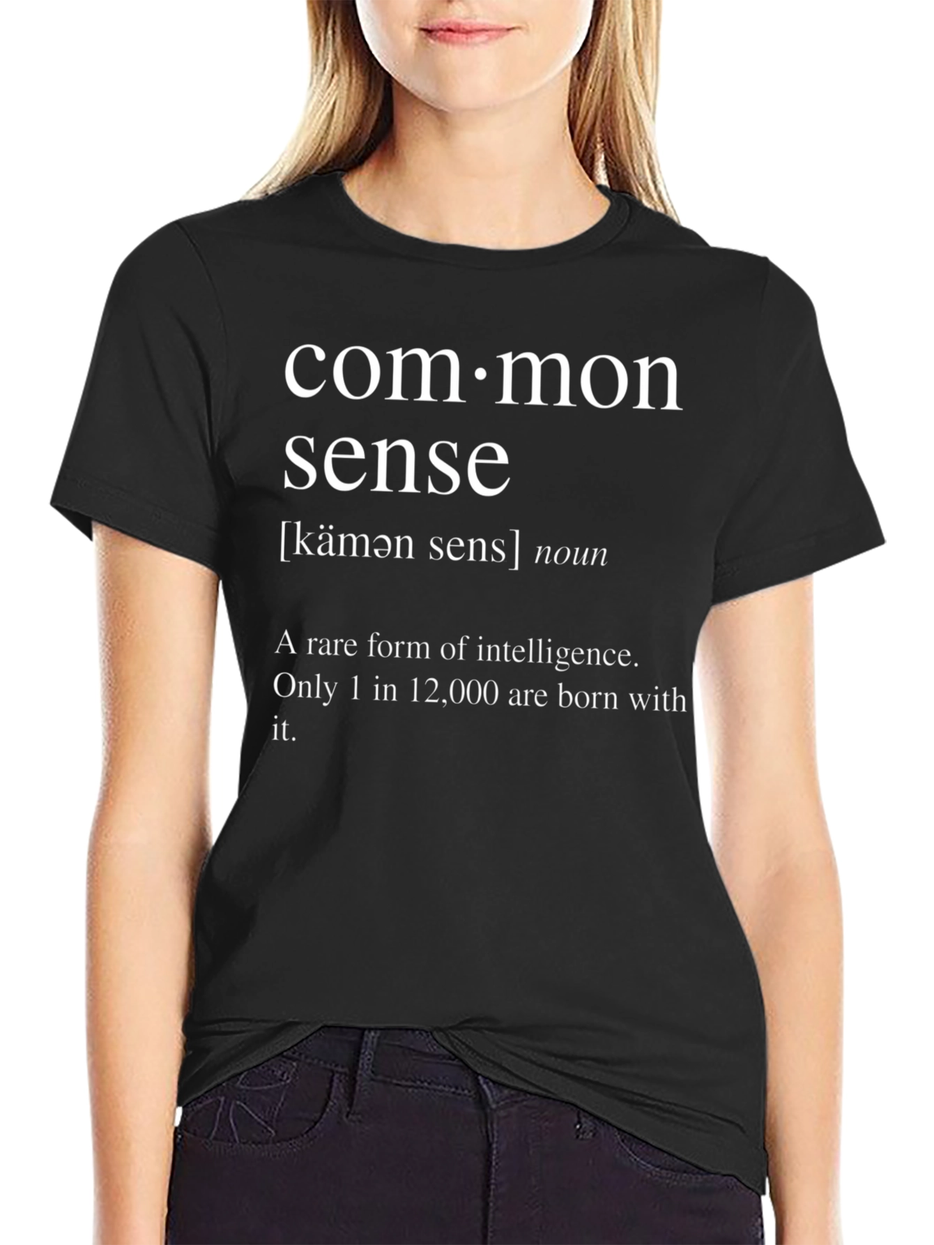 Black Common Sense Definition T-Shirt - Rare Intelligence Tee view 2