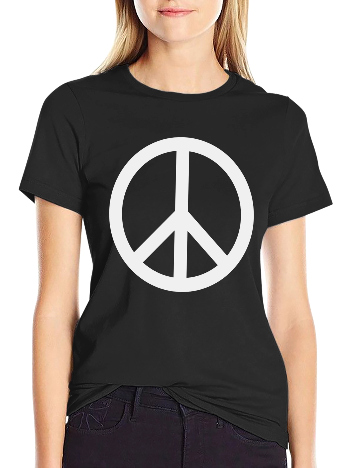 Black Peace Symbol T-Shirt - Black view 2