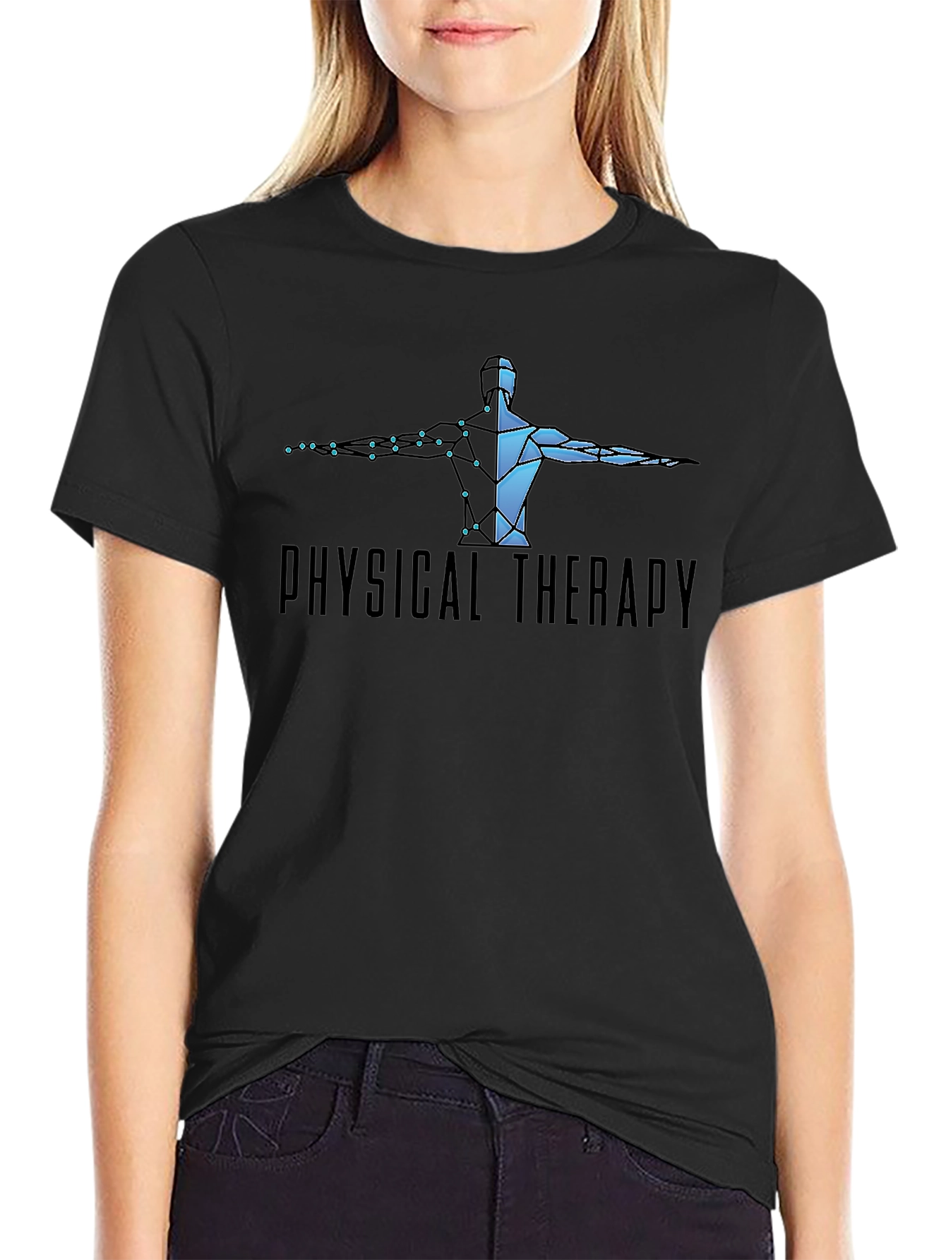 Black Physical Therapy T-Shirt - Anatomical Design view 2