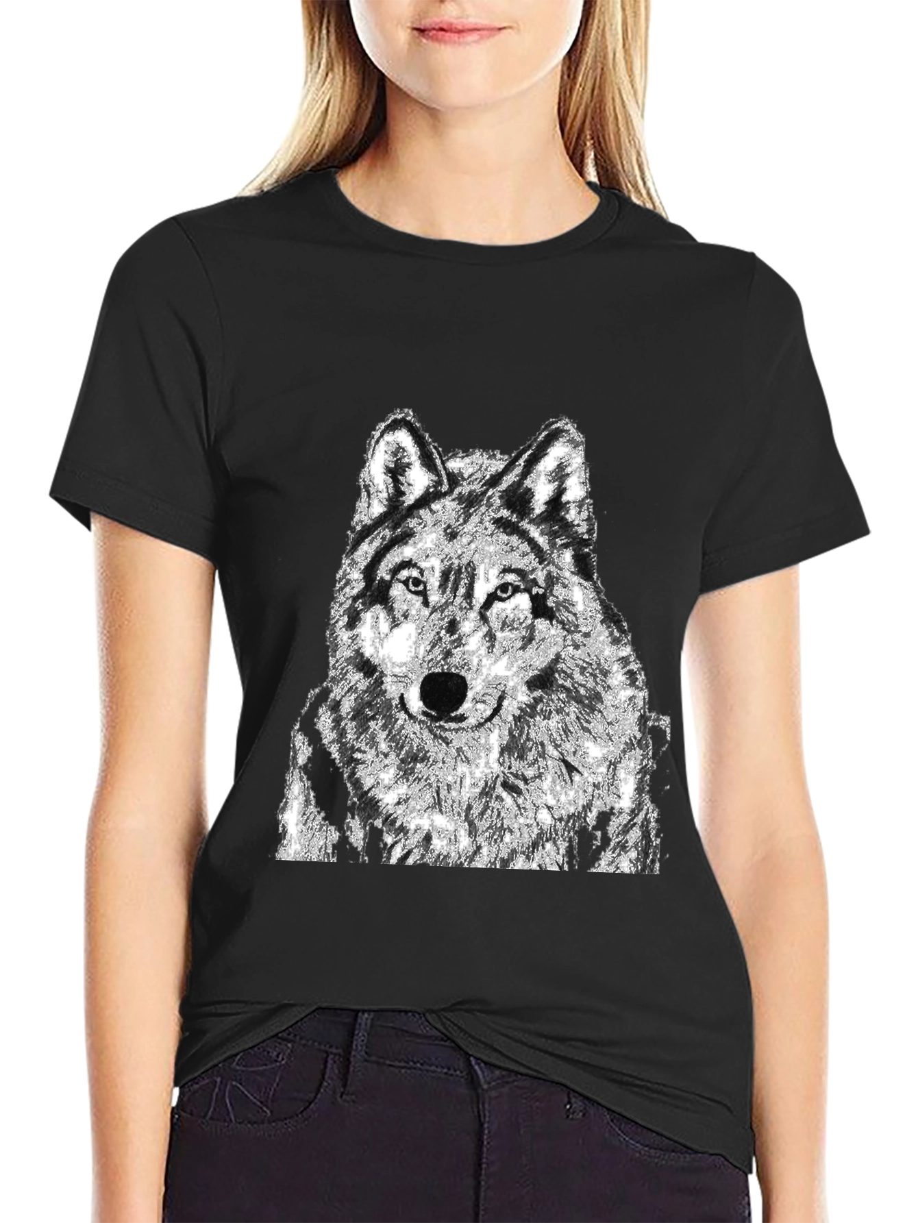 Black Black Wolf Graphic T-Shirt view 2